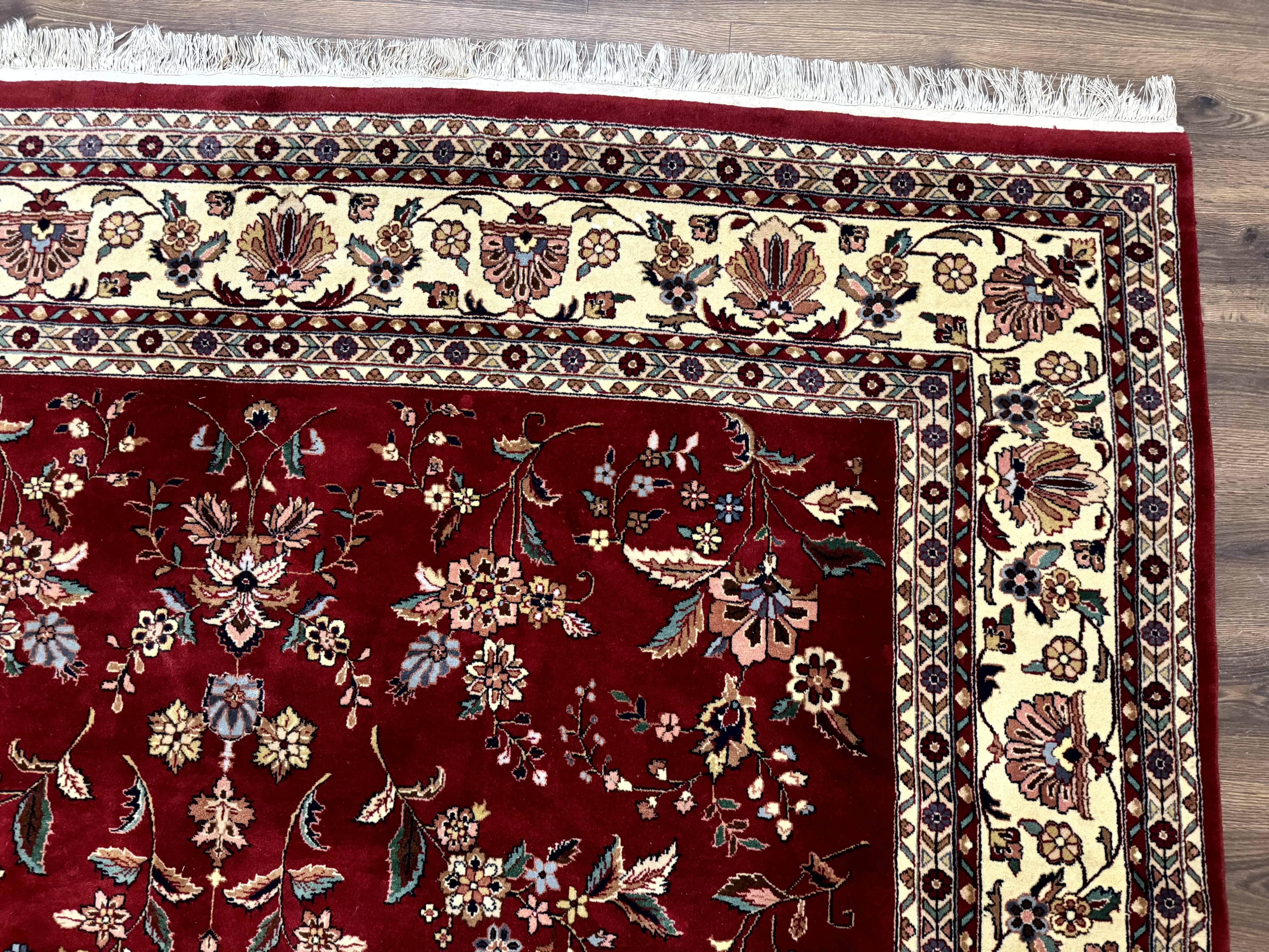 Indo Persian Rug 8x10, Red and Cream, Floral, Pande Cameron - Jewel Rugs