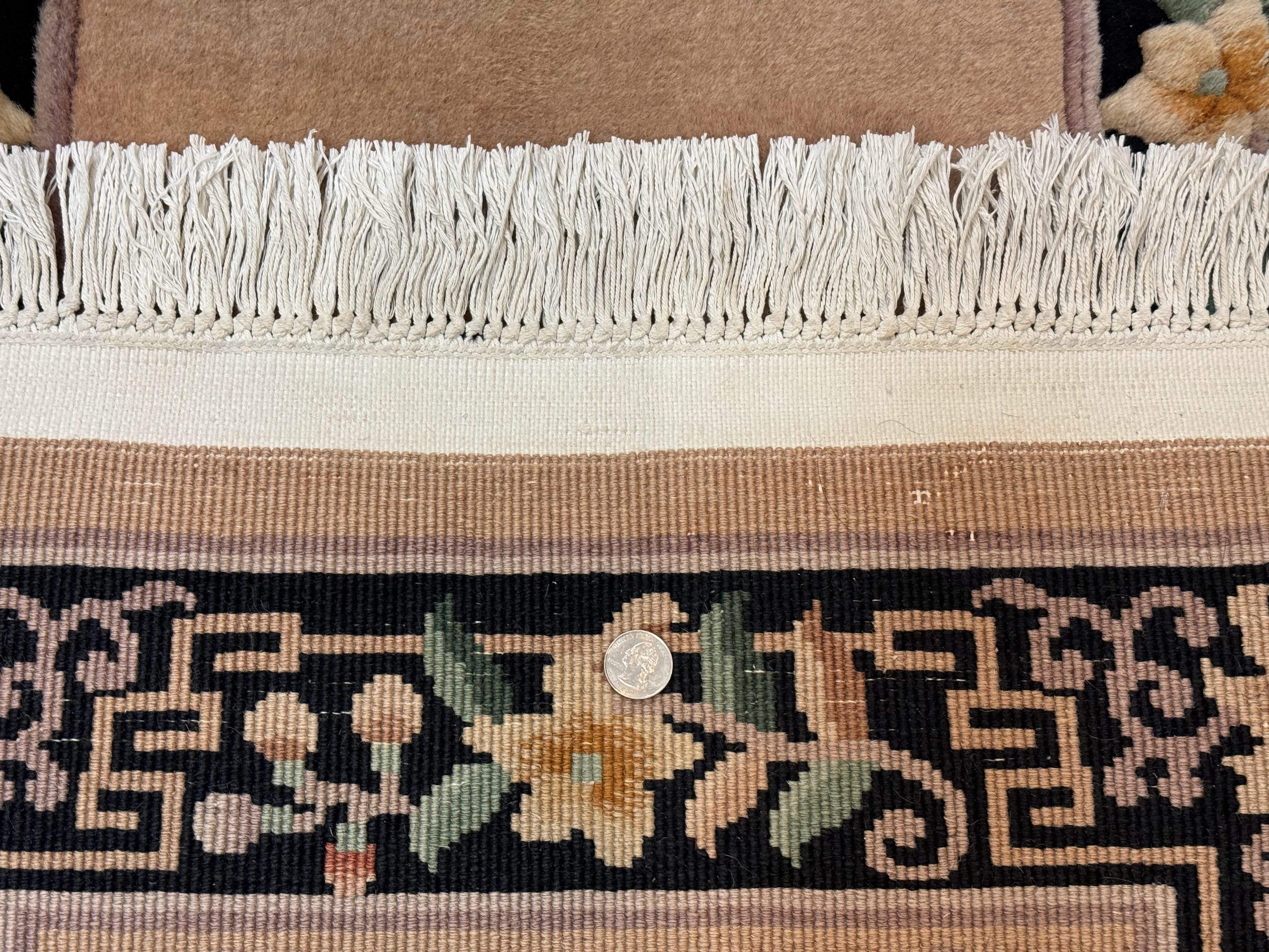 Chinese Wool Runner Rug 2 x 11.6, Vintage 90 Line Asian Oriental Carving Sculpted Hallway Rug - Jewel Rugs