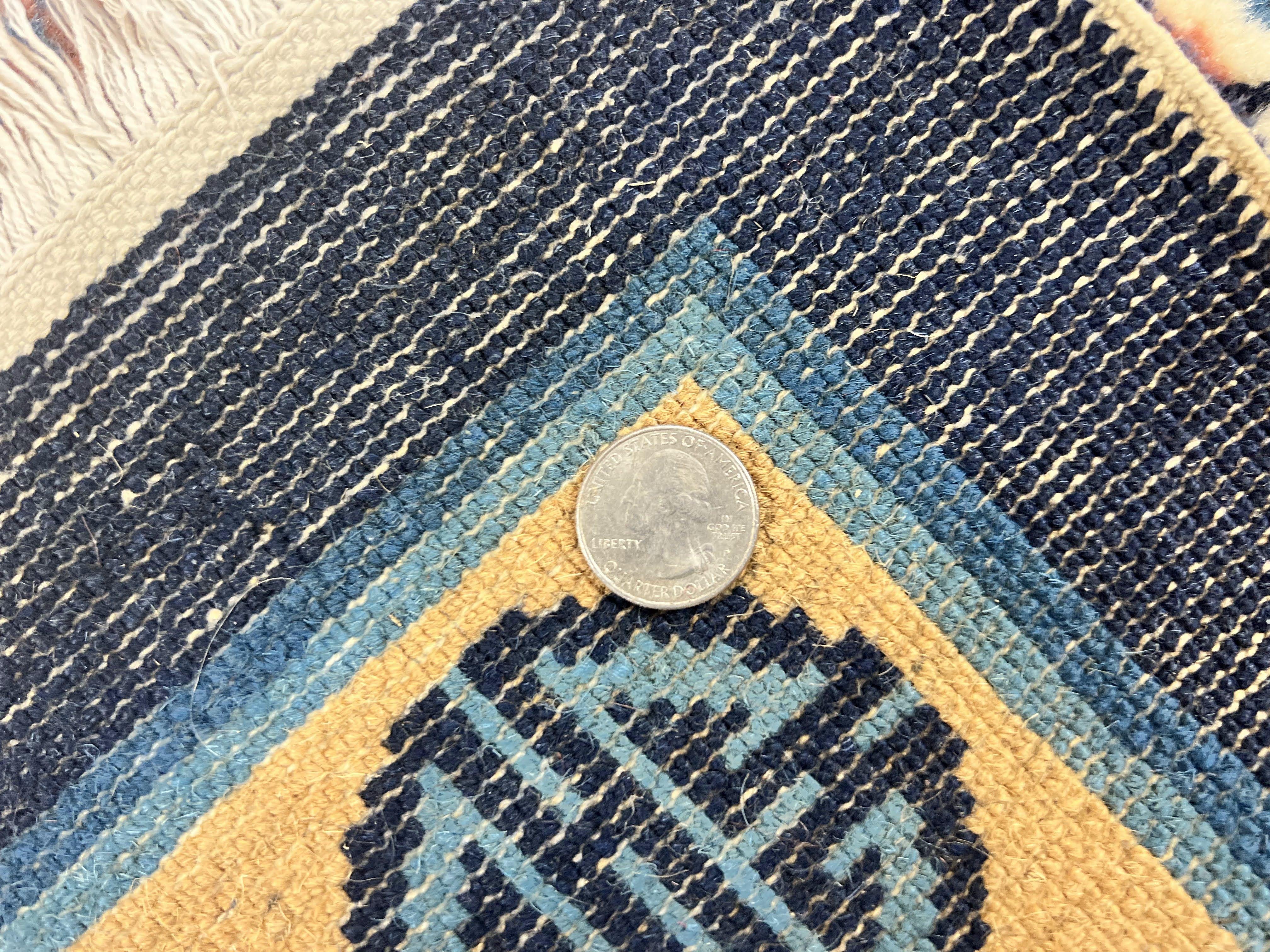 Chinese Peking Rug 5x8, Vintage Semi Antique Chinese Art Deco Carpet, Wool Pile Light Red/Salmon Gold Navy Blue, Handmade Asian Oriental Rug - Jewel Rugs