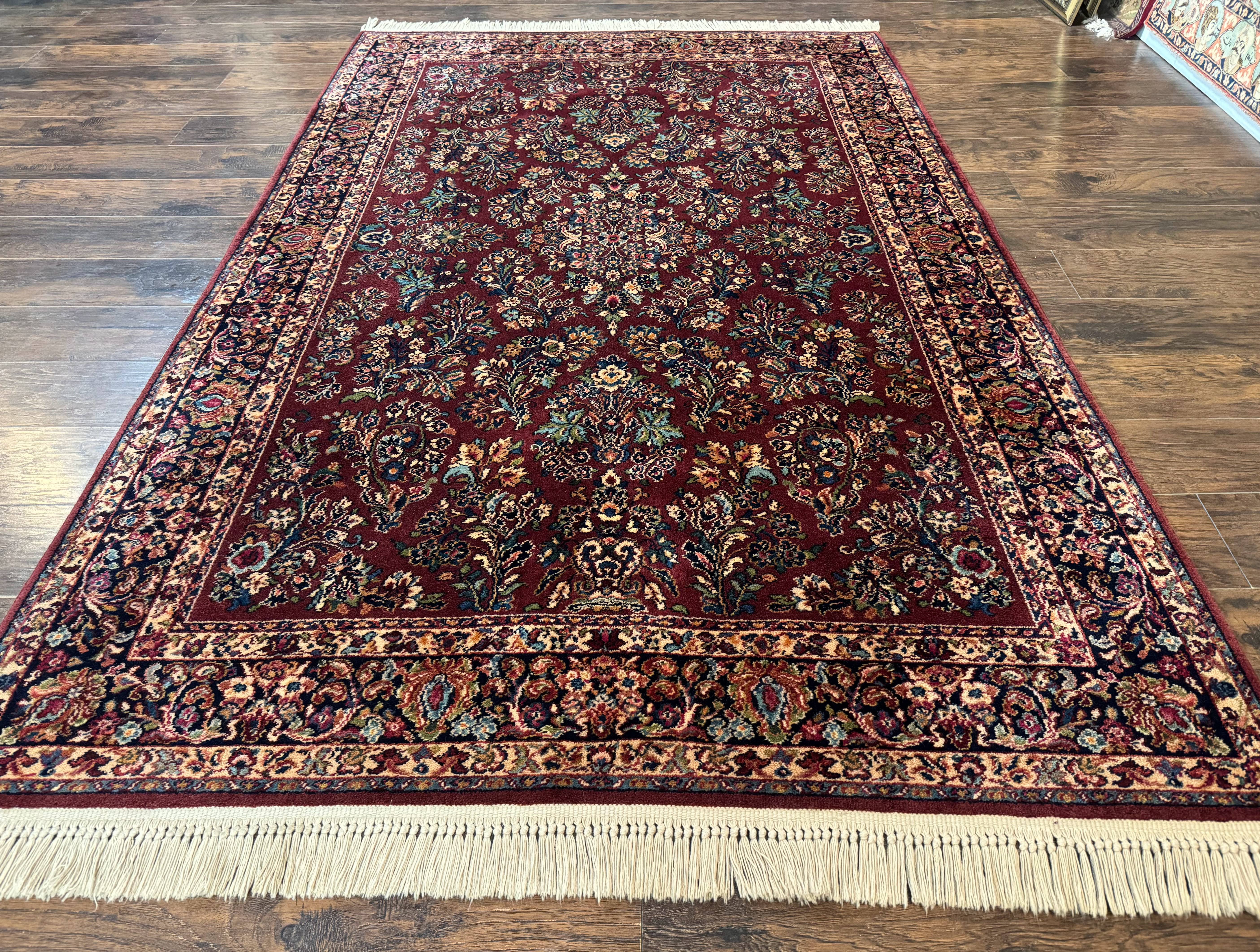 5.9 x 9 Karastan Rug Red Sarouk Rug #785, 100% Wile Pile Carpet, Original 700 Series, Vintage - Jewel Rugs