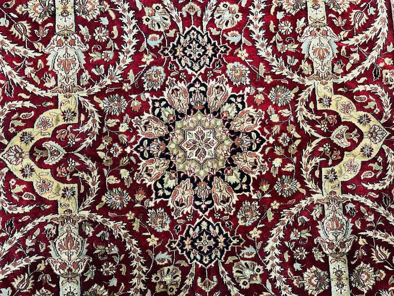 Indo Persian Rug 8x10, Red Vintage Wool Traditional Carpet, Floral, Handmade - Jewel Rugs