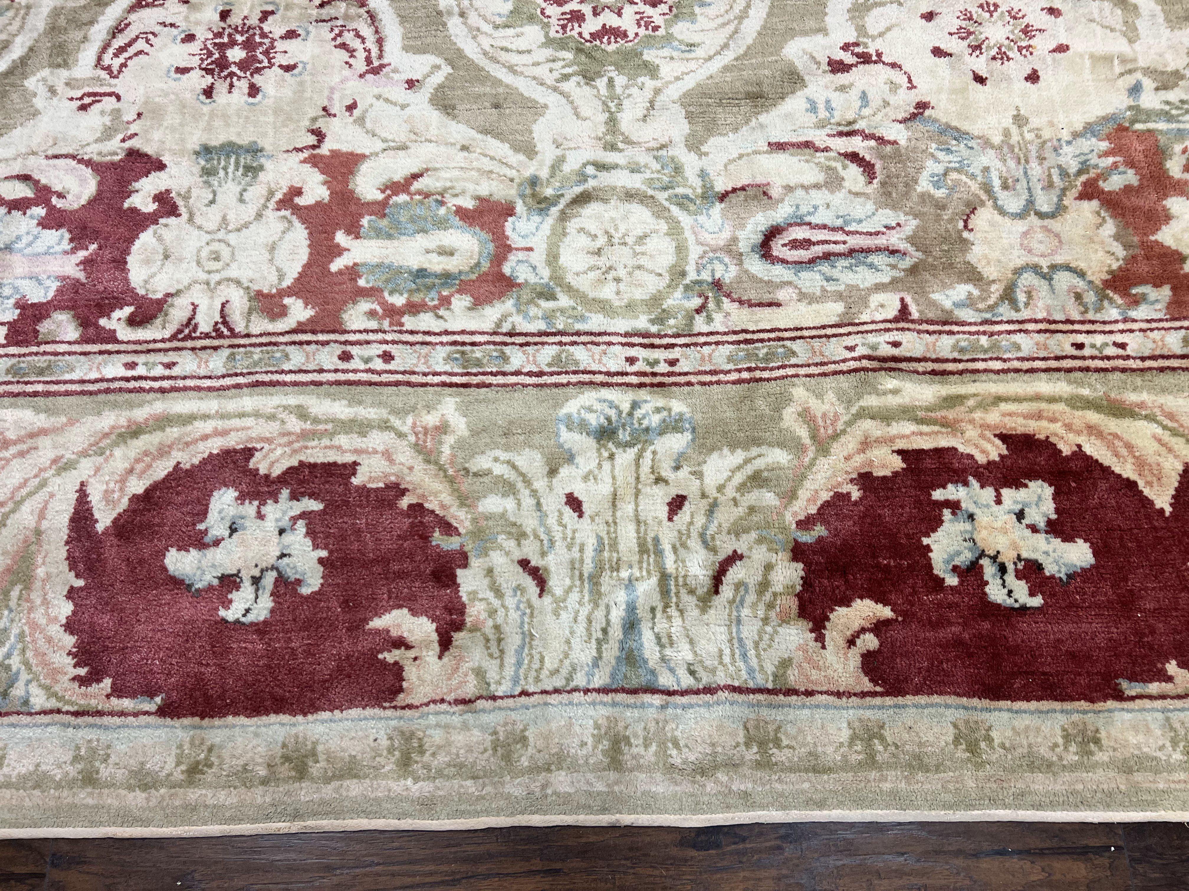 Large Egyptian Oushak Rug 12x21, Wool Handmade Vintage Carpet, Allover Pattern, Oversized 12 x 21 ft Traditional Rug - Jewel Rugs