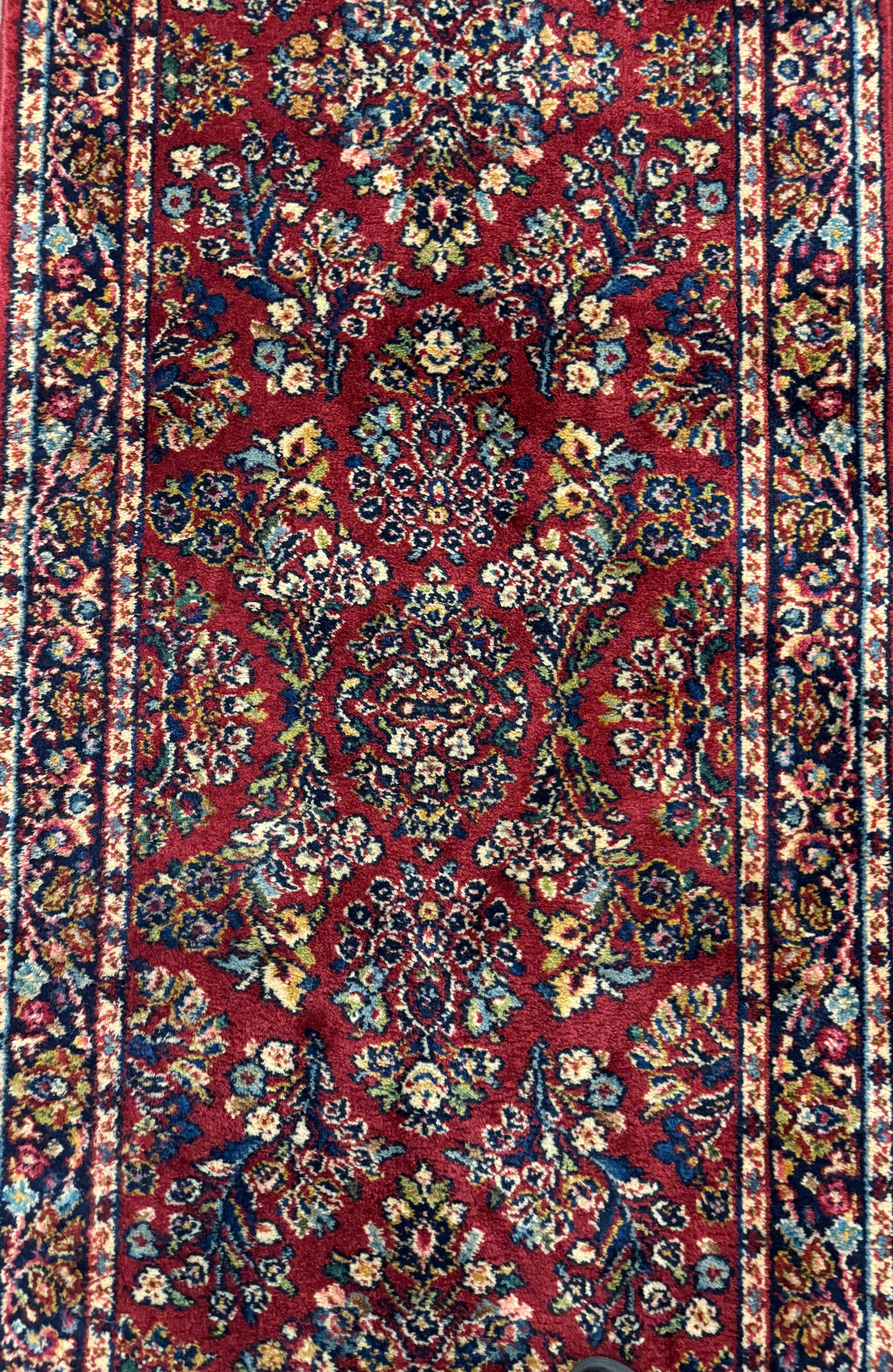 Karastan Runner Rug 2.6 x 8.6, Red Sarouk #785, Original 700 Series, Wool, Rare - Jewel Rugs