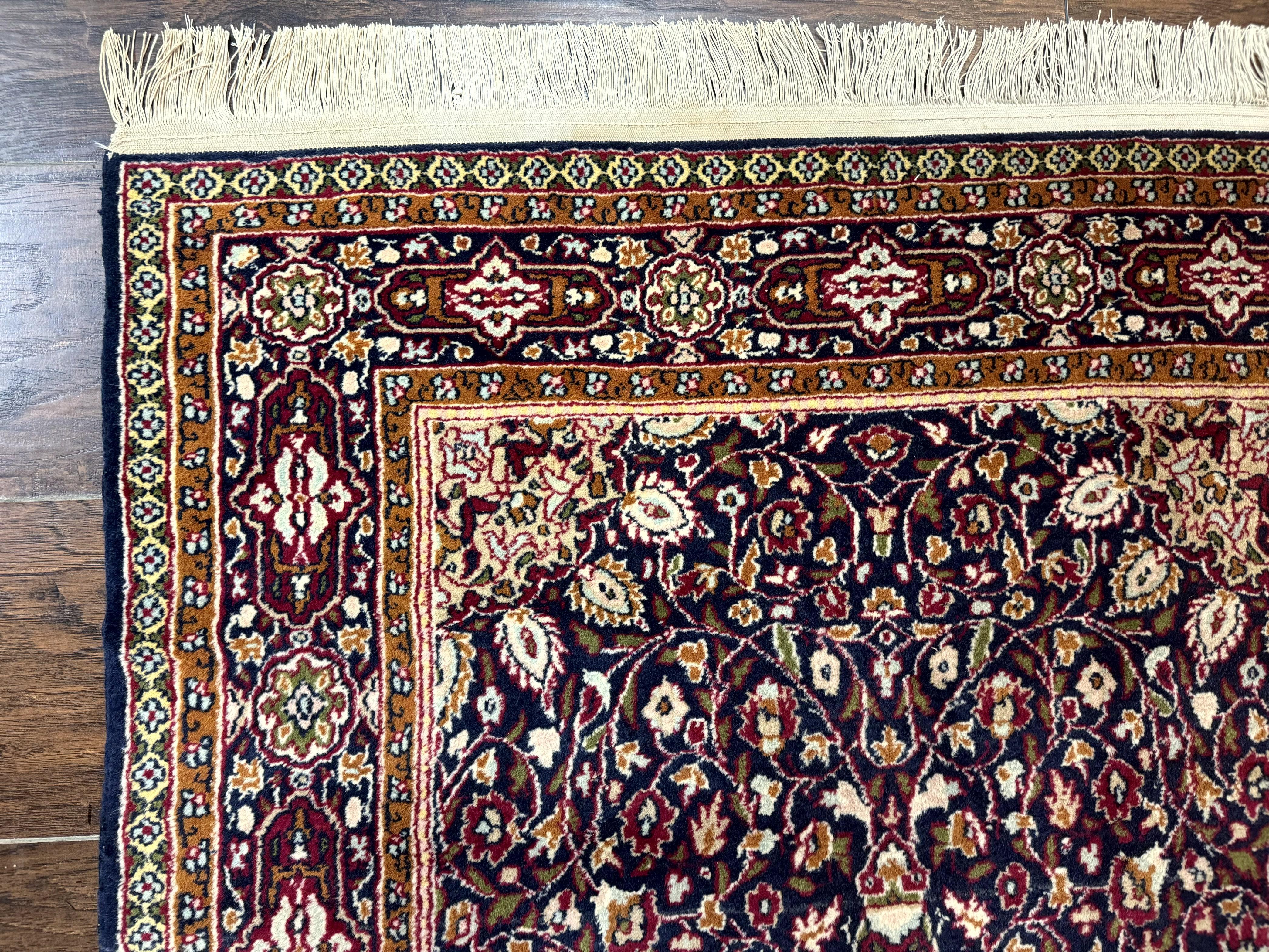 Indo Kashmiri Rug 3x5, Navy Blue, Very Fine 400 KPSI, Pair A - Jewel Rugs