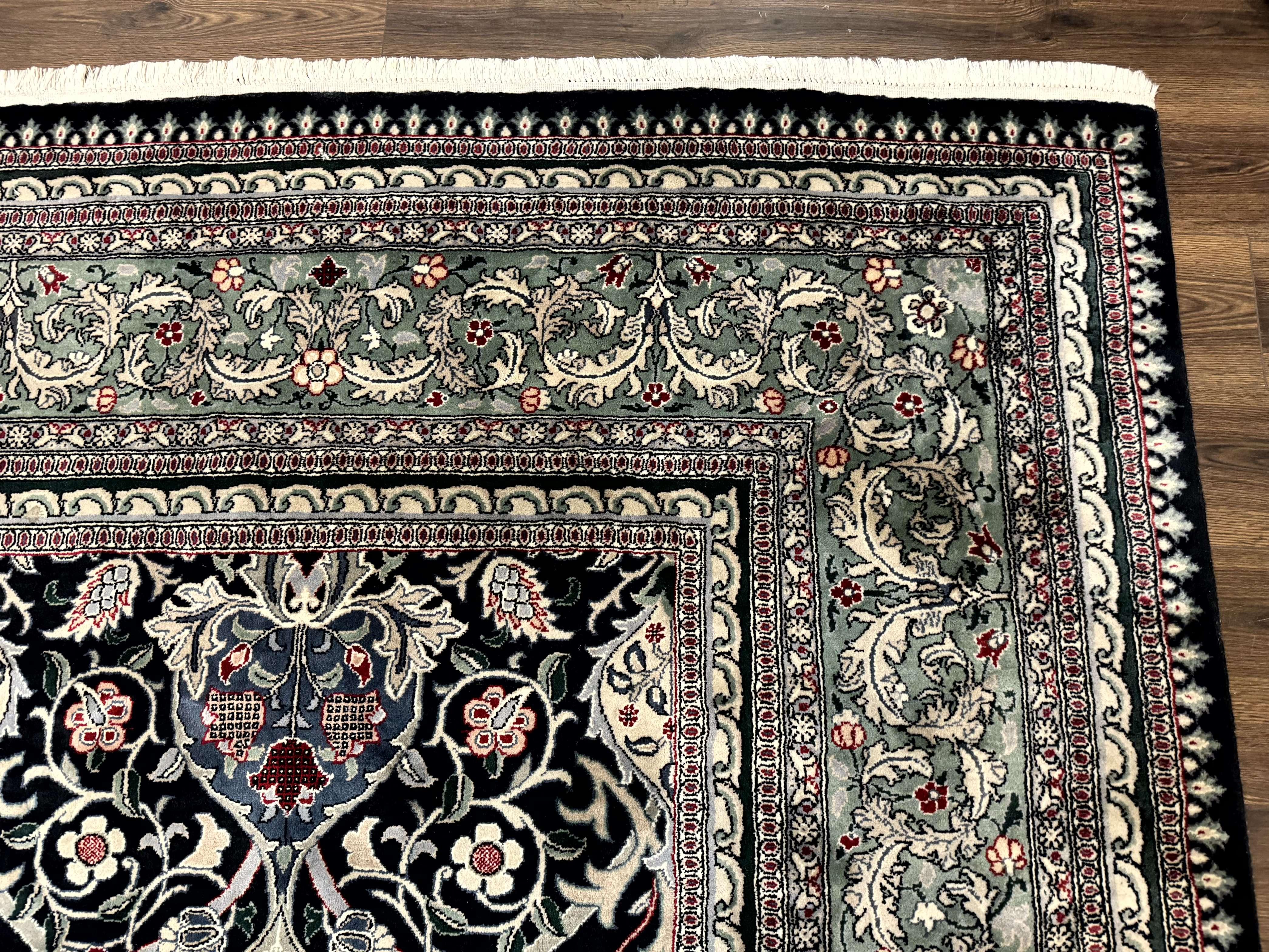 Palace Size Rug 12x17, Pak Persian Wool Carpet, Handmade, Midnight Green, William Morris Allover Pattern - Jewel Rugs