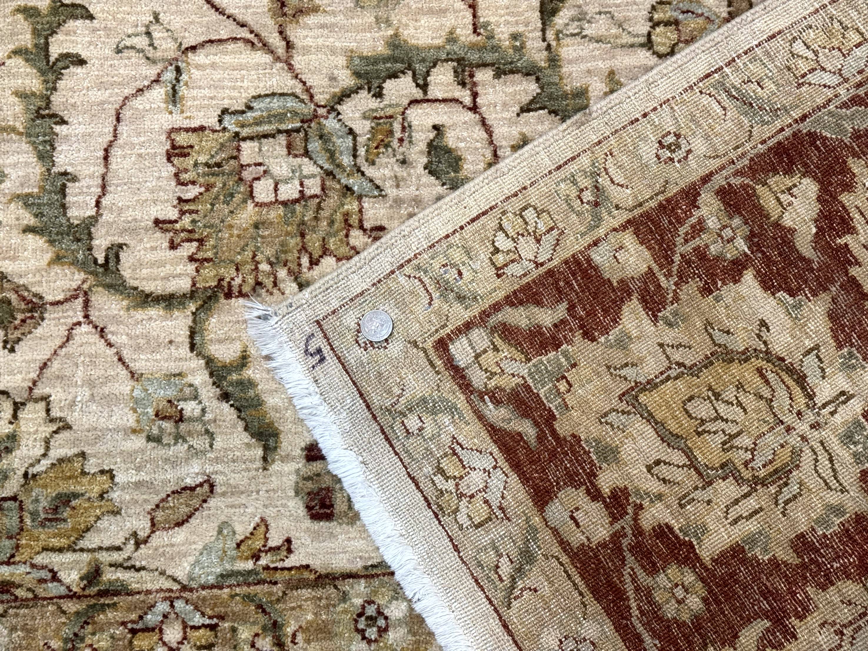 Pakistani Rug 9x12, Floral Allover Peshawar Carpet, Chobi, Beige and Rust Red, Traditional - Jewel Rugs