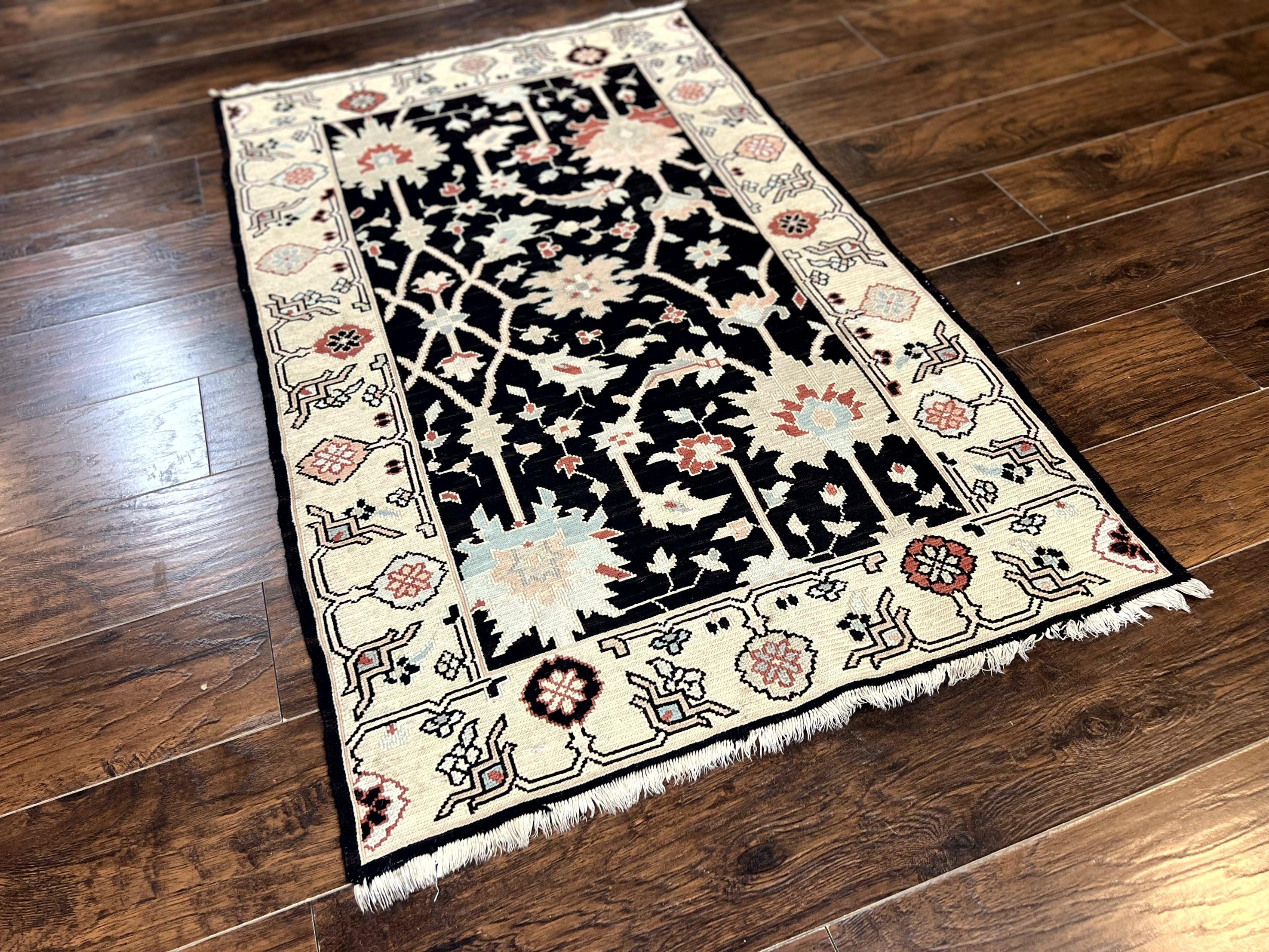 Turkish Flatweave Kilim Rug 3x5, Black, Handmade Vintage Wool Carpet - Jewel Rugs