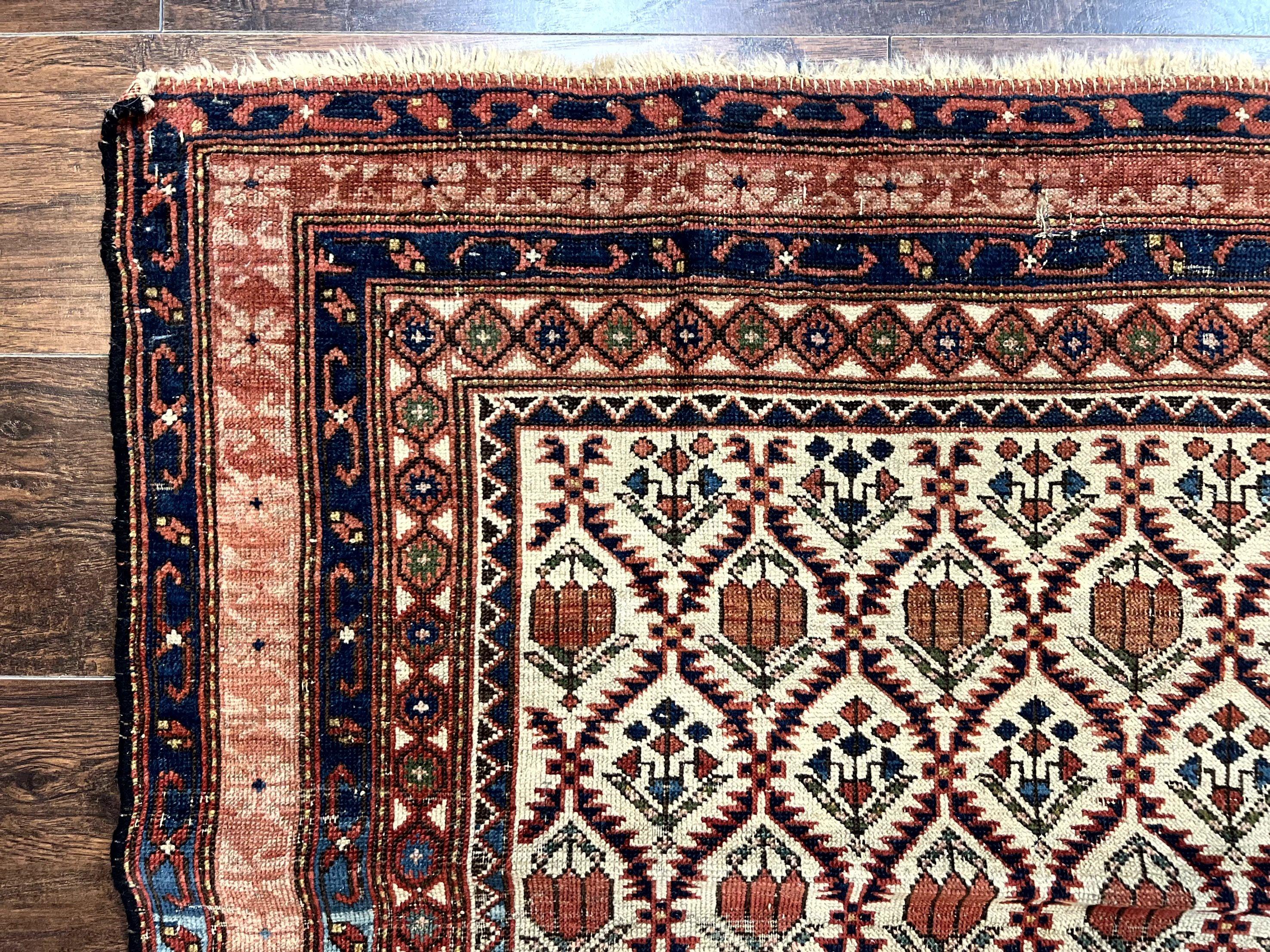Antique Caucasian Rug 4x6, Hand Knotted Wool Carpet, Shirvan Rug - Jewel Rugs