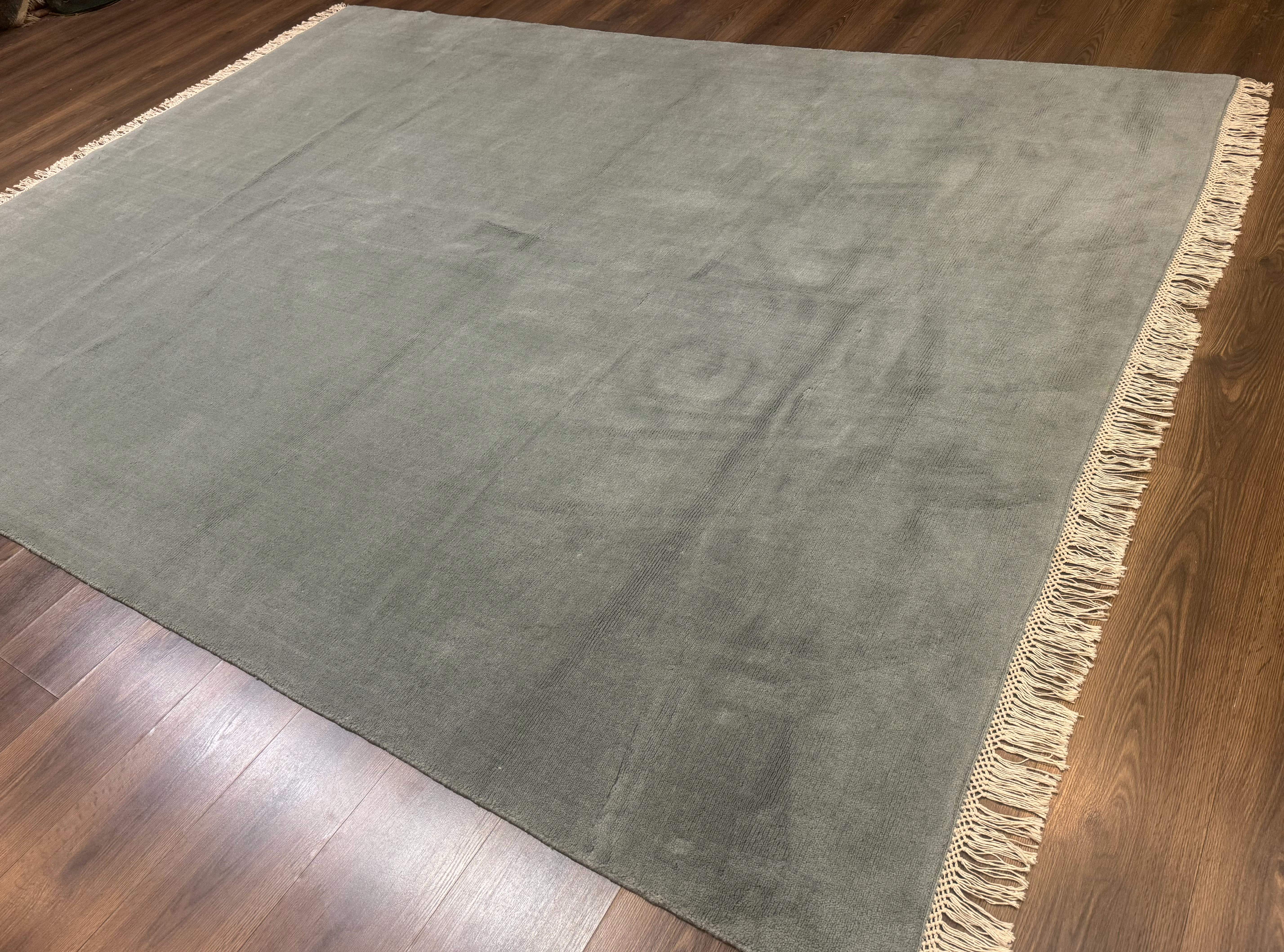 Modern Indian Rug 8x10, Wool, Smoke Blue, Pottery Barn - Jewel Rugs