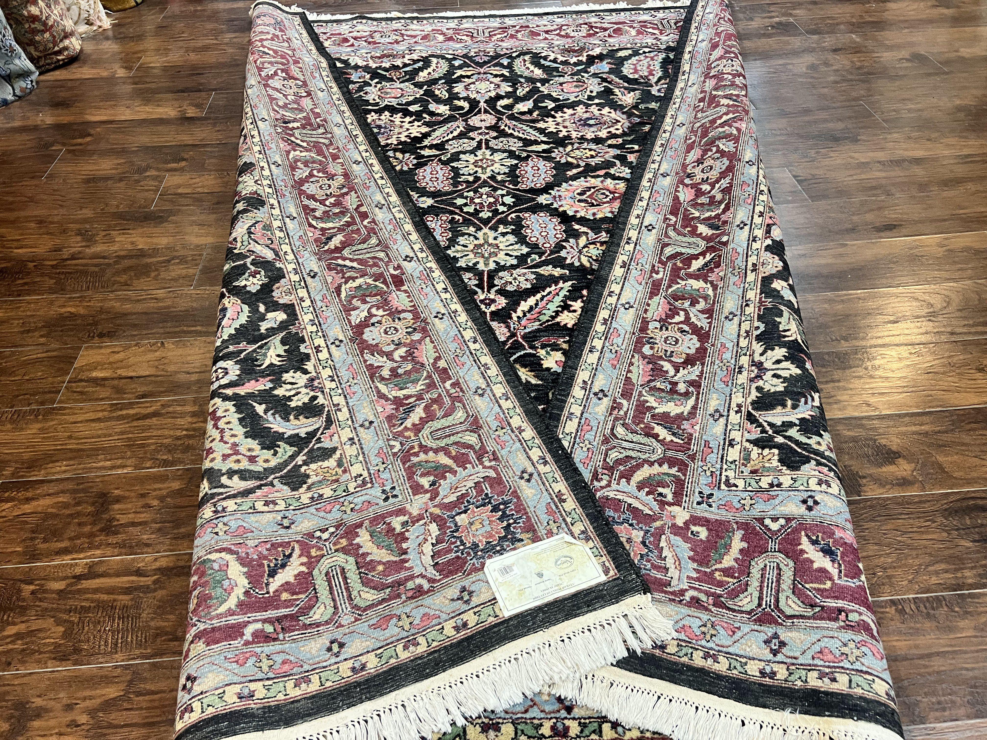 Indo Persian Rug 8x10, Nourison Carpet, Floral, Hand Knotted Vintage Wool Rug - Jewel Rugs