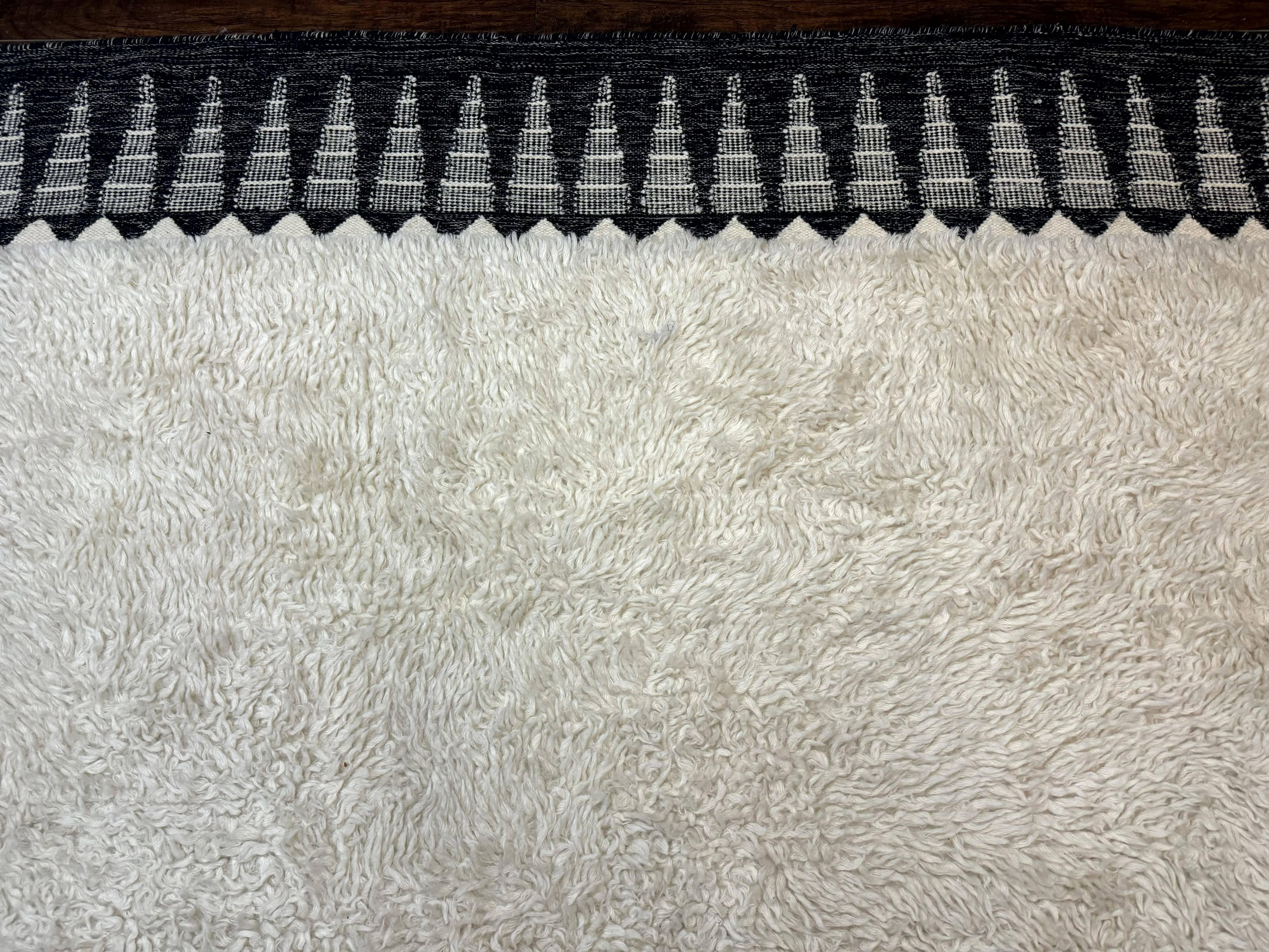 Ikat Border Shag Rug 8x10, Handmade Indian Shag Rug, Modern Contemporary - Jewel Rugs