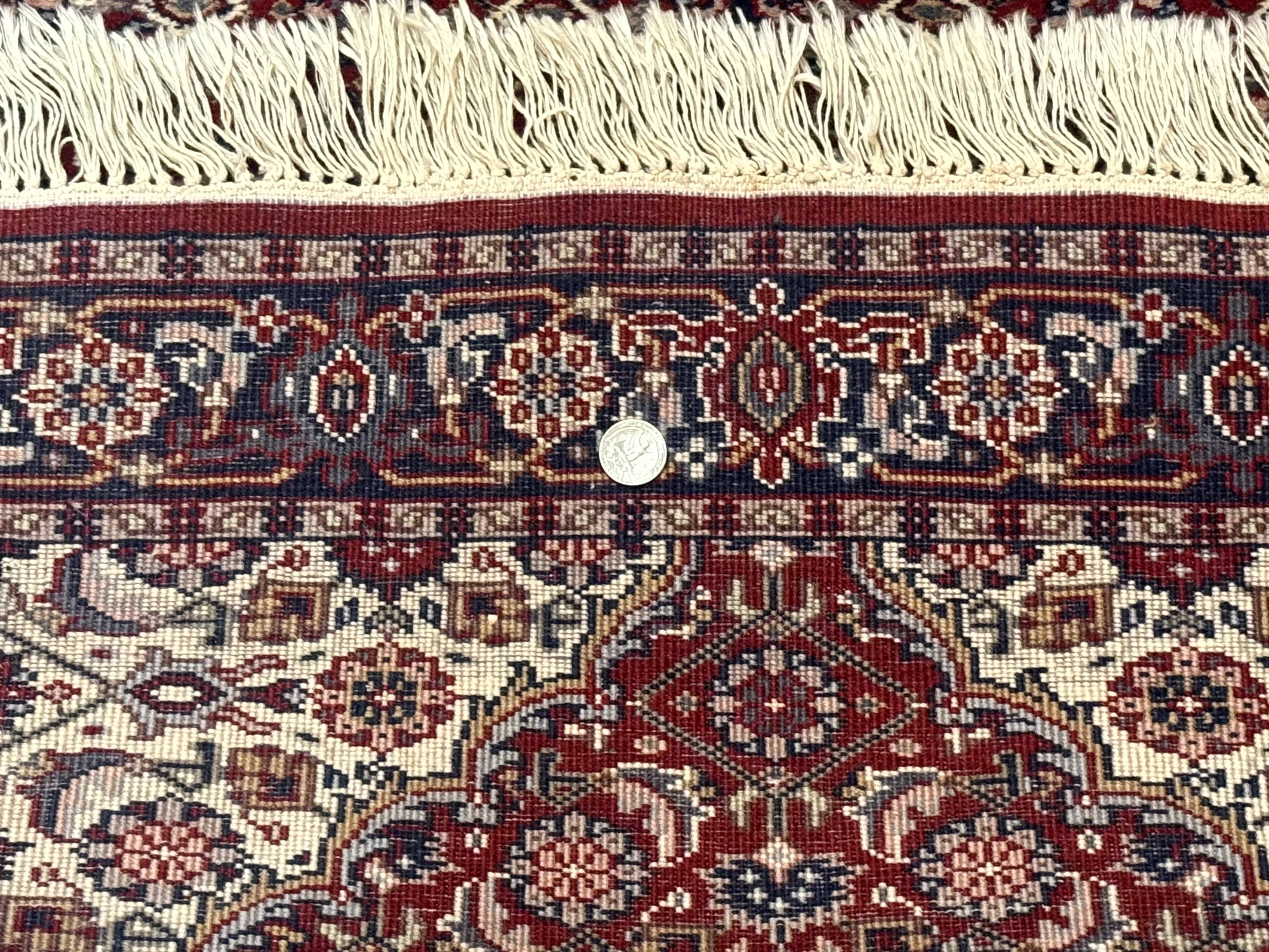Indo Persian Runner Rug 2.8 x 7.8, Red Blue Ivory, Short Runner Rug, Wool - Jewel Rugs