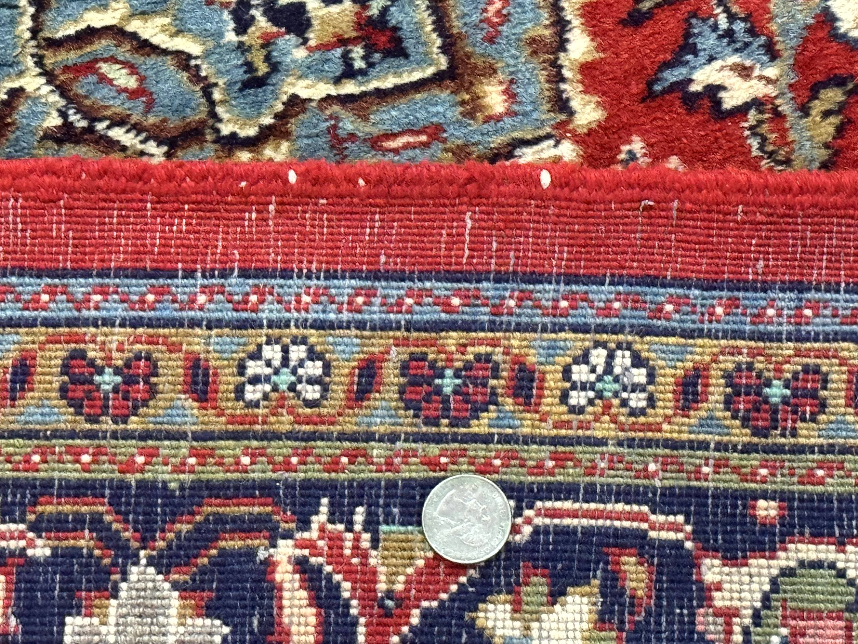 Persian Sarouk Rug 4x7, Red Navy Blue Vintage Wool Medallion Carpet - Jewel Rugs