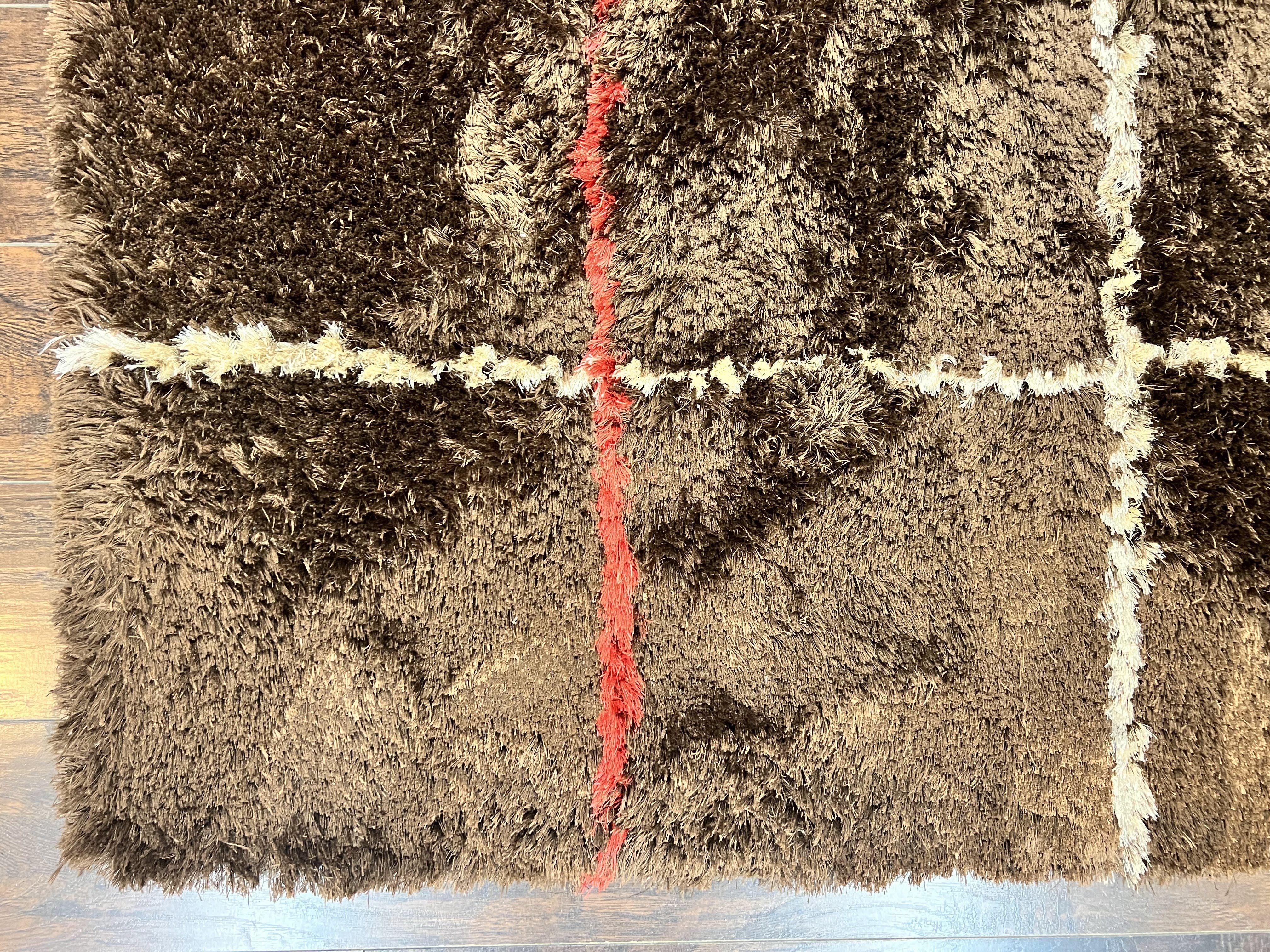 Shag Rug 6x8, Brown, Panel Design - Jewel Rugs