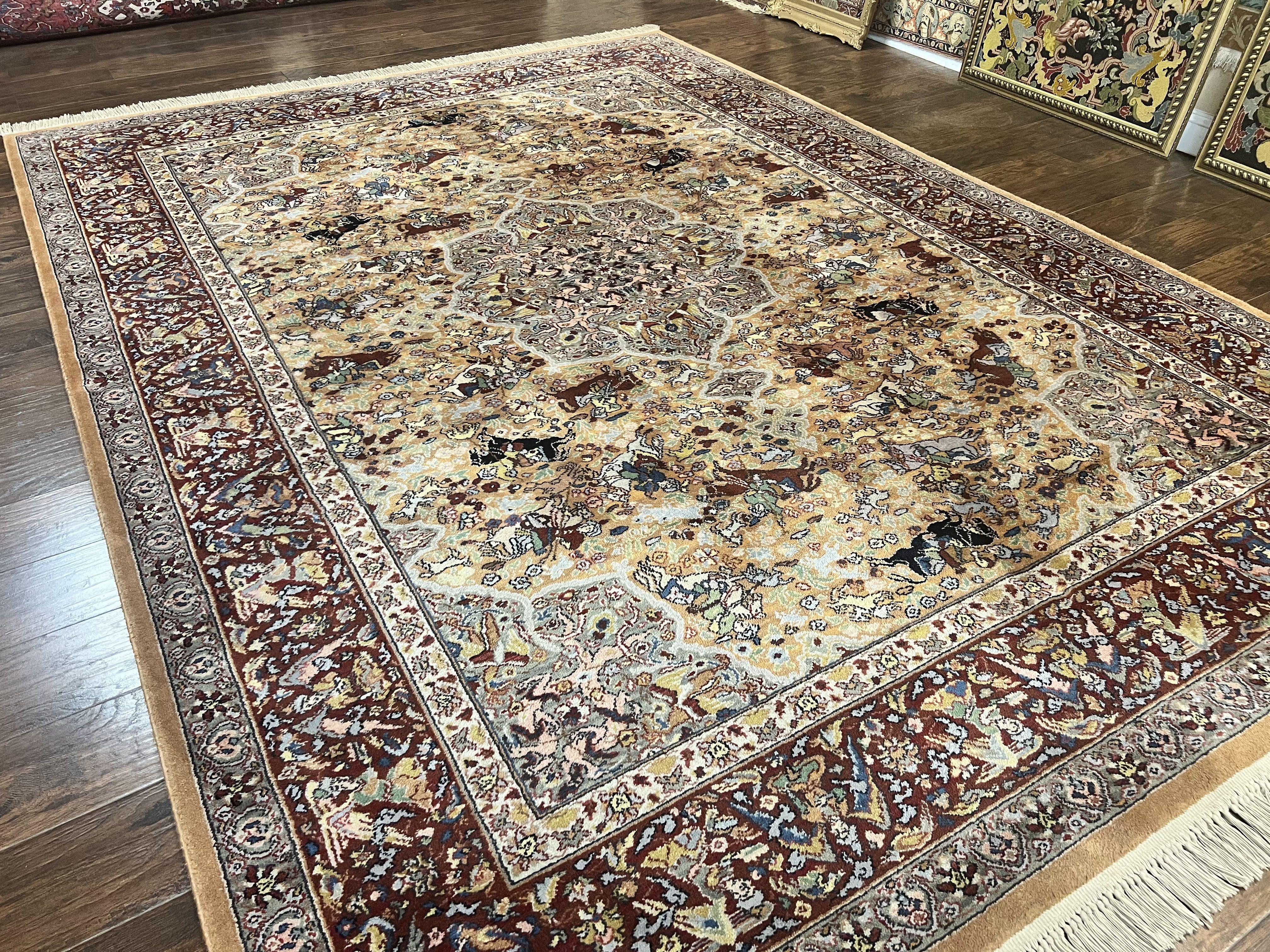 Karastan Rug 8.8 x 12 Persian Hunting Rug #723, Wool Pile Karastan Area Rug, Discontinued Original 700 Series Karastan Carpet, Room Sized - Jewel Rugs