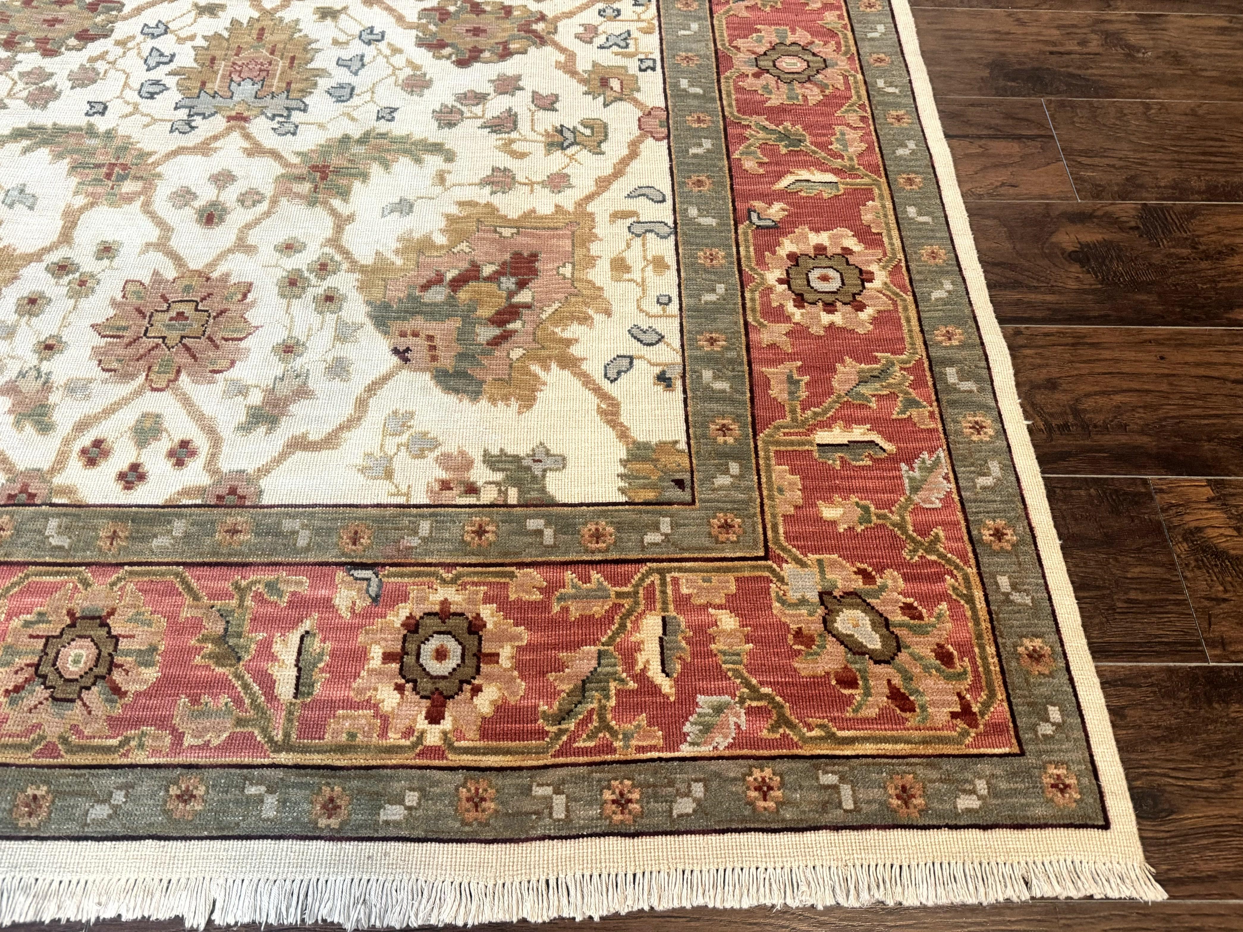 Flatweave Soumak Rug 6x9, Nourison Rug, Wool Handmade, Floral, Ivory - Jewel Rugs