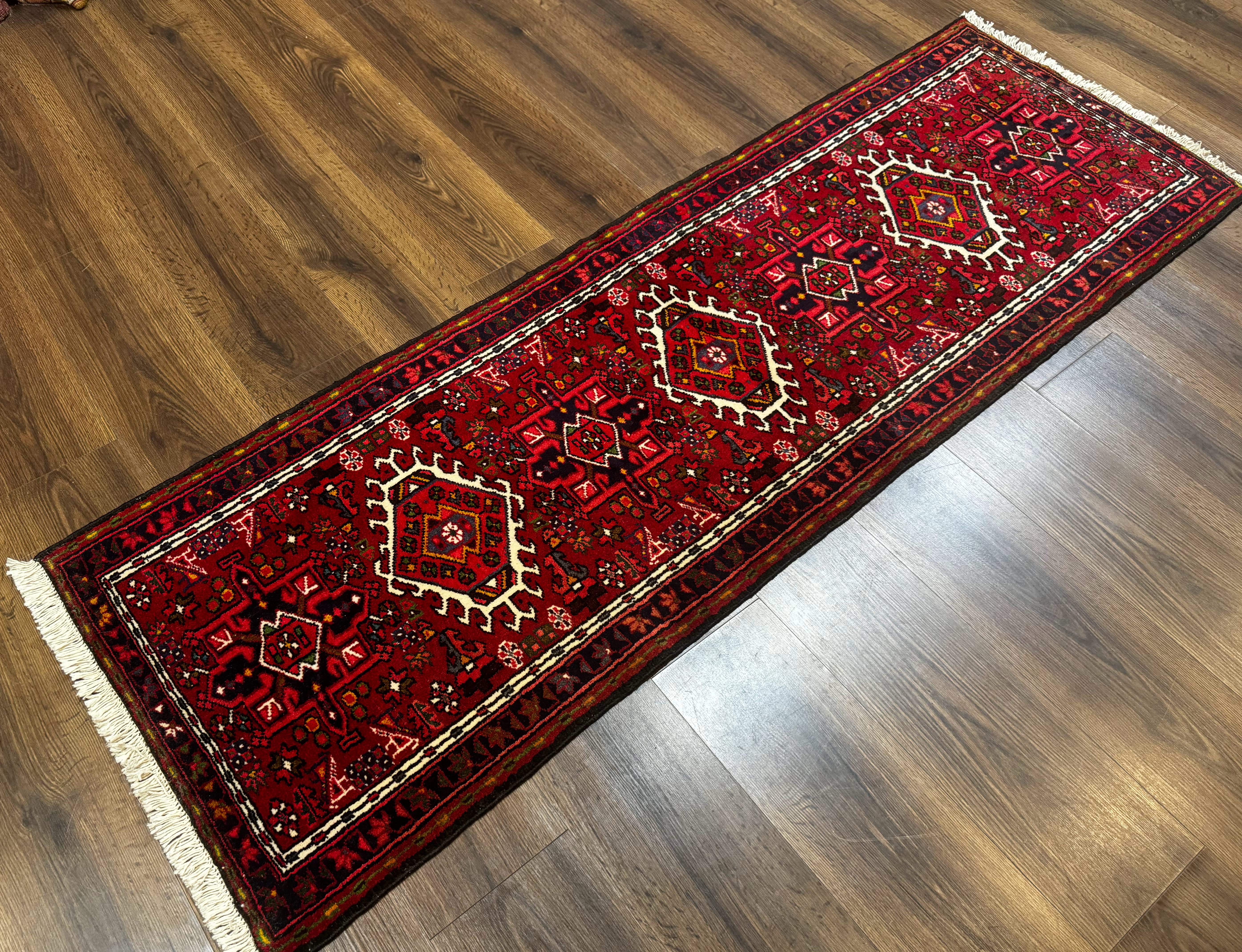 Persian Karajeh Runner Ruig 2 x 6.6, Tribal Runner, Red, Rustic, Short Runner, Geometric - Jewel Rugs