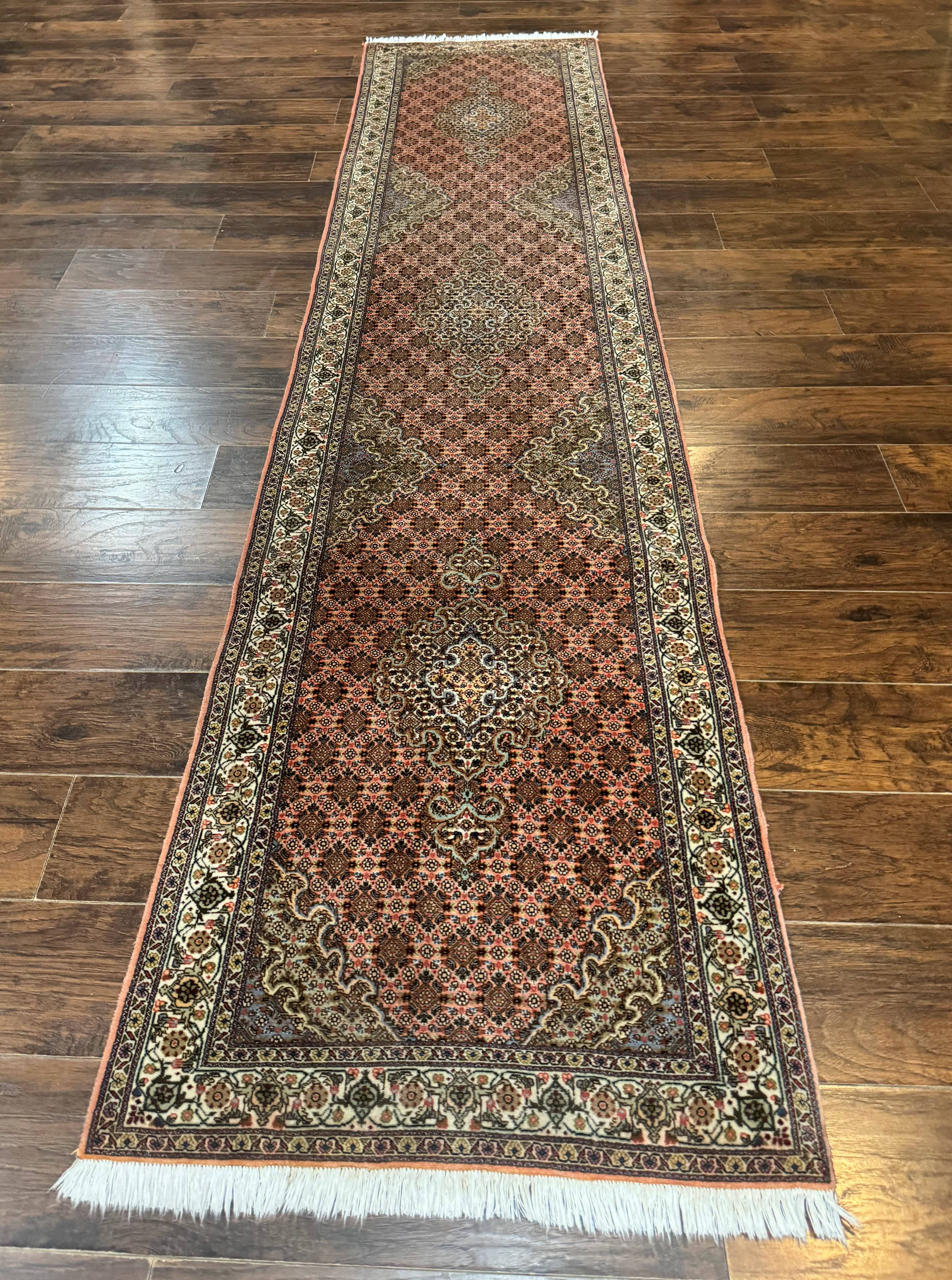 Persian Tabriz Runner Rug for Hallway Herati 320 KPSI Salmon Ivory 2.8 x 11.7 - Jewel Rugs