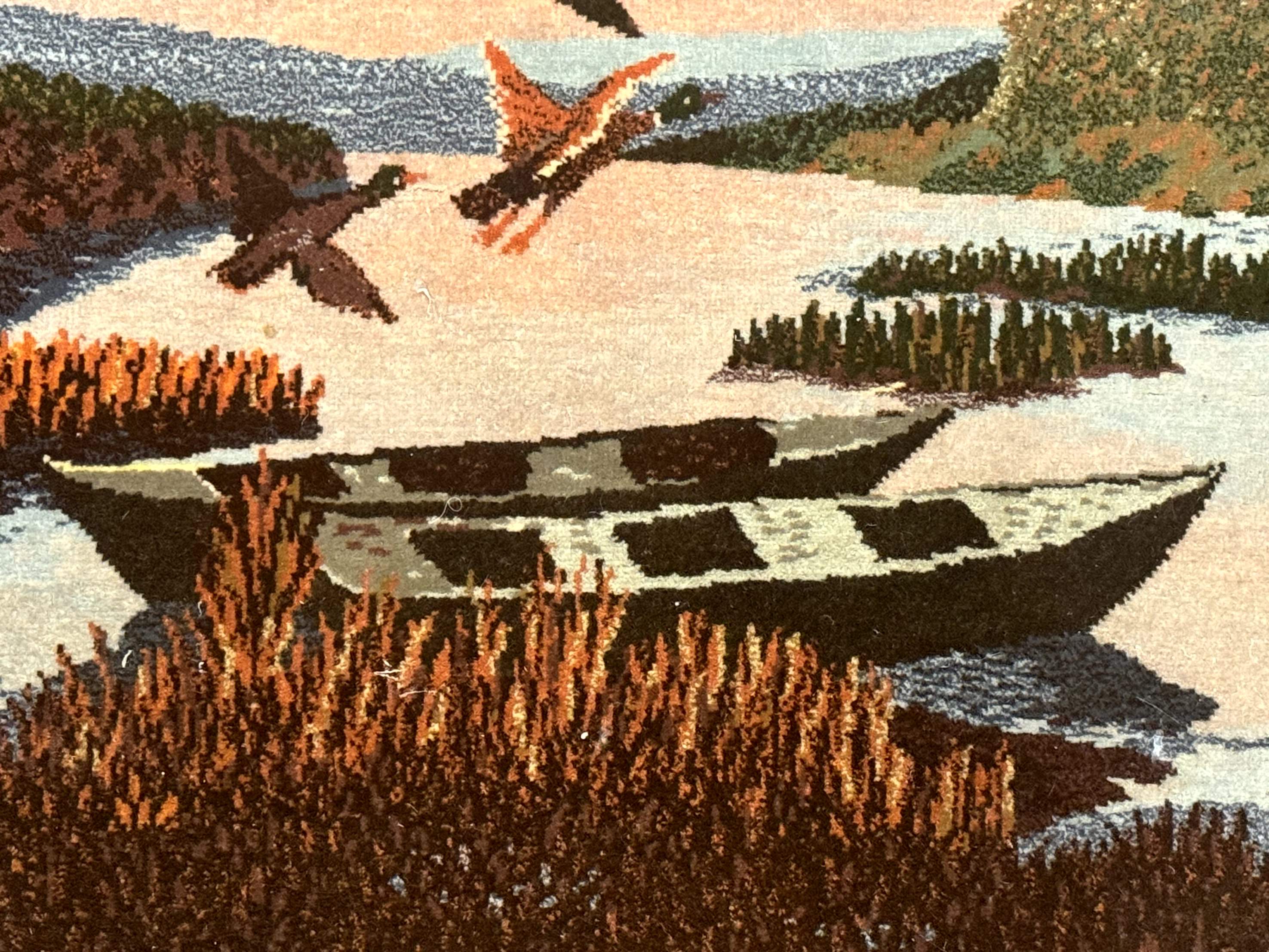 Persian Tabriz Pictorial Rug 3x2, Wall Hanging Rug, Nature Scene, Boats, Fine 330 KPSI, Kork Wool - Jewel Rugs