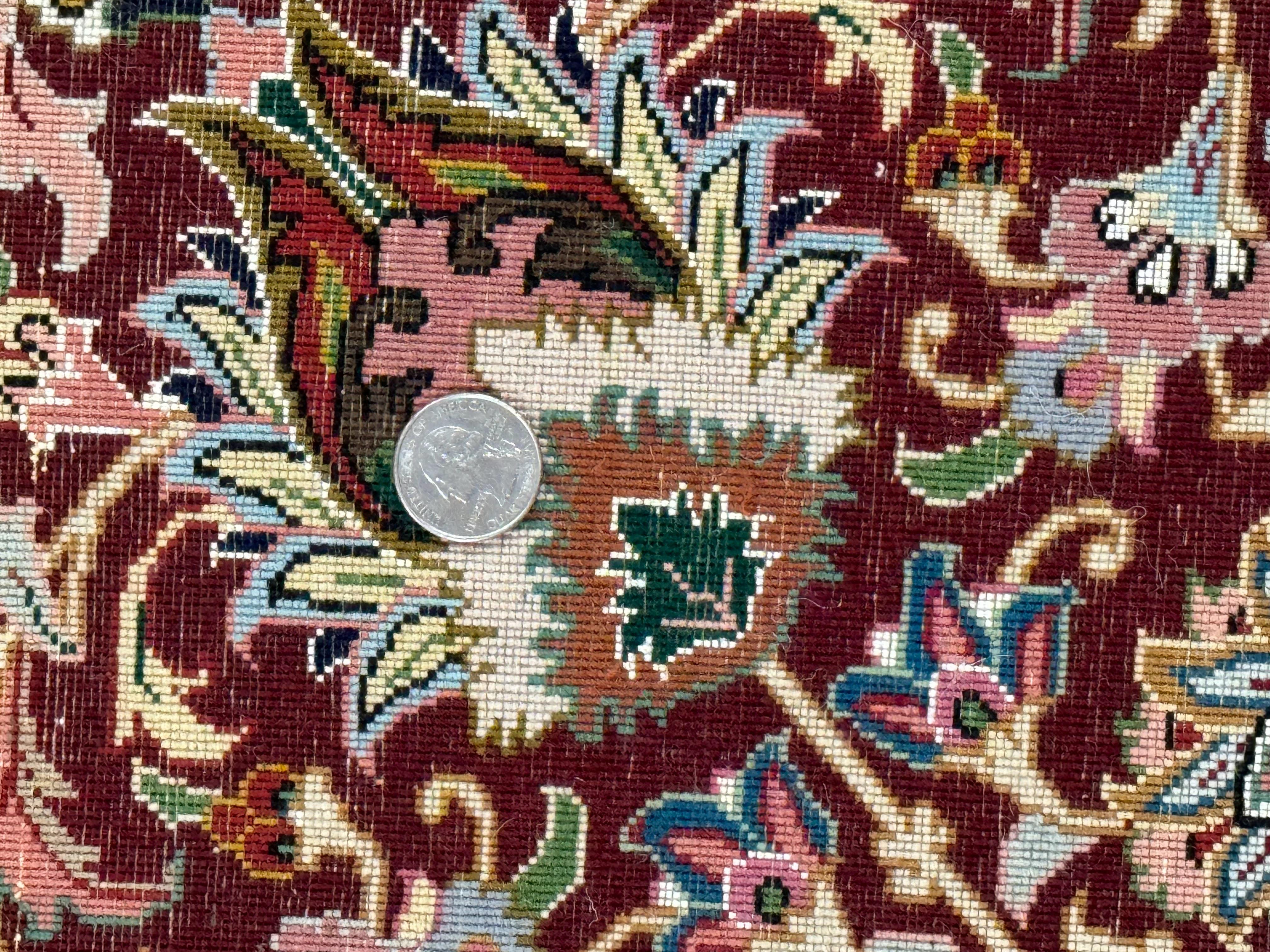 Persian Tabriz Rug 8x11, Floral Medallion Traditional Area Rug, Fine 300 KPSI, Ivory Maroon - Jewel Rugs