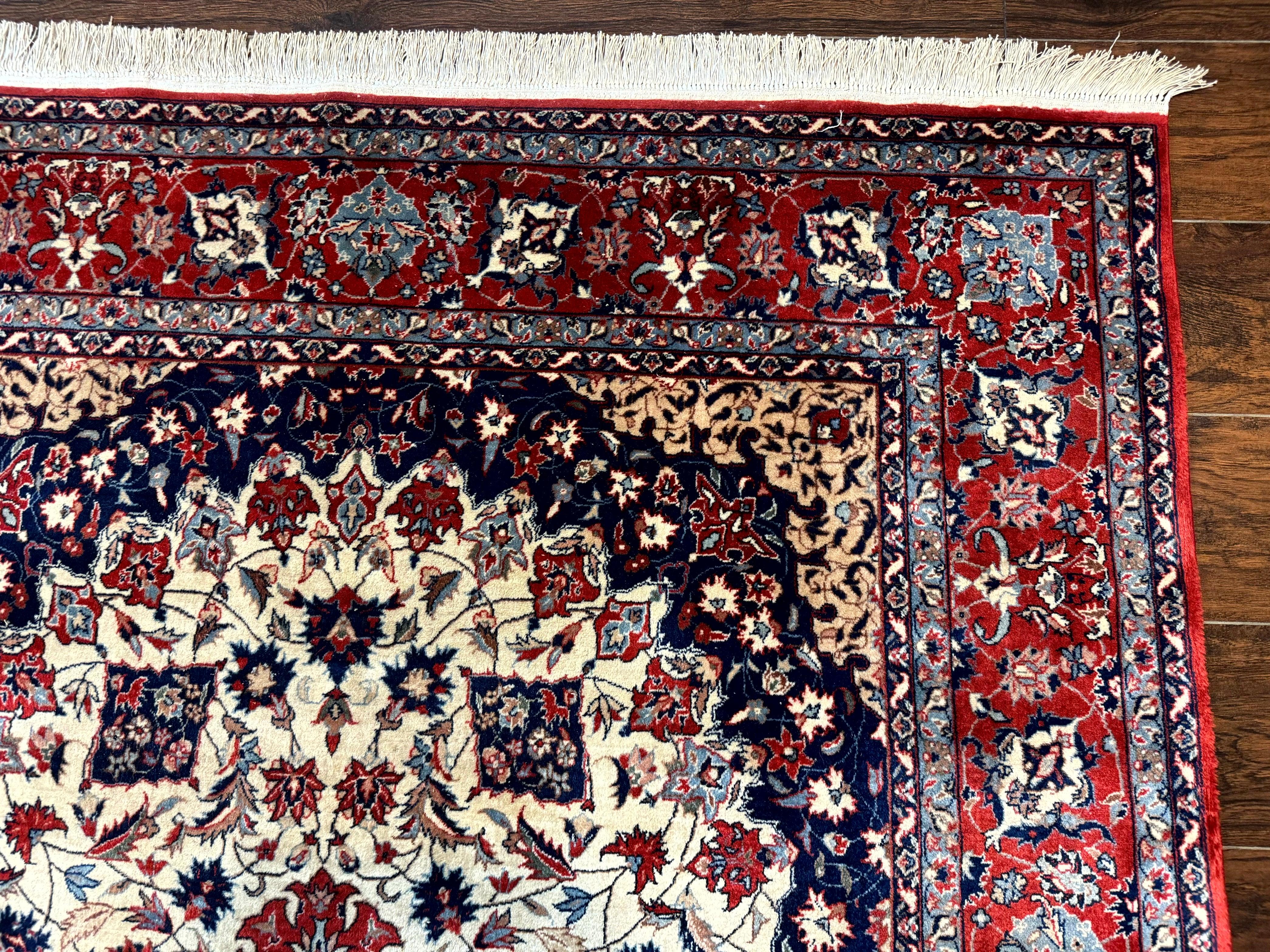 Sno Persian Rug 5x8, Signed by Master Weaver, Beige and Red, Very Fine 290 KPSI - Jewel Rugs