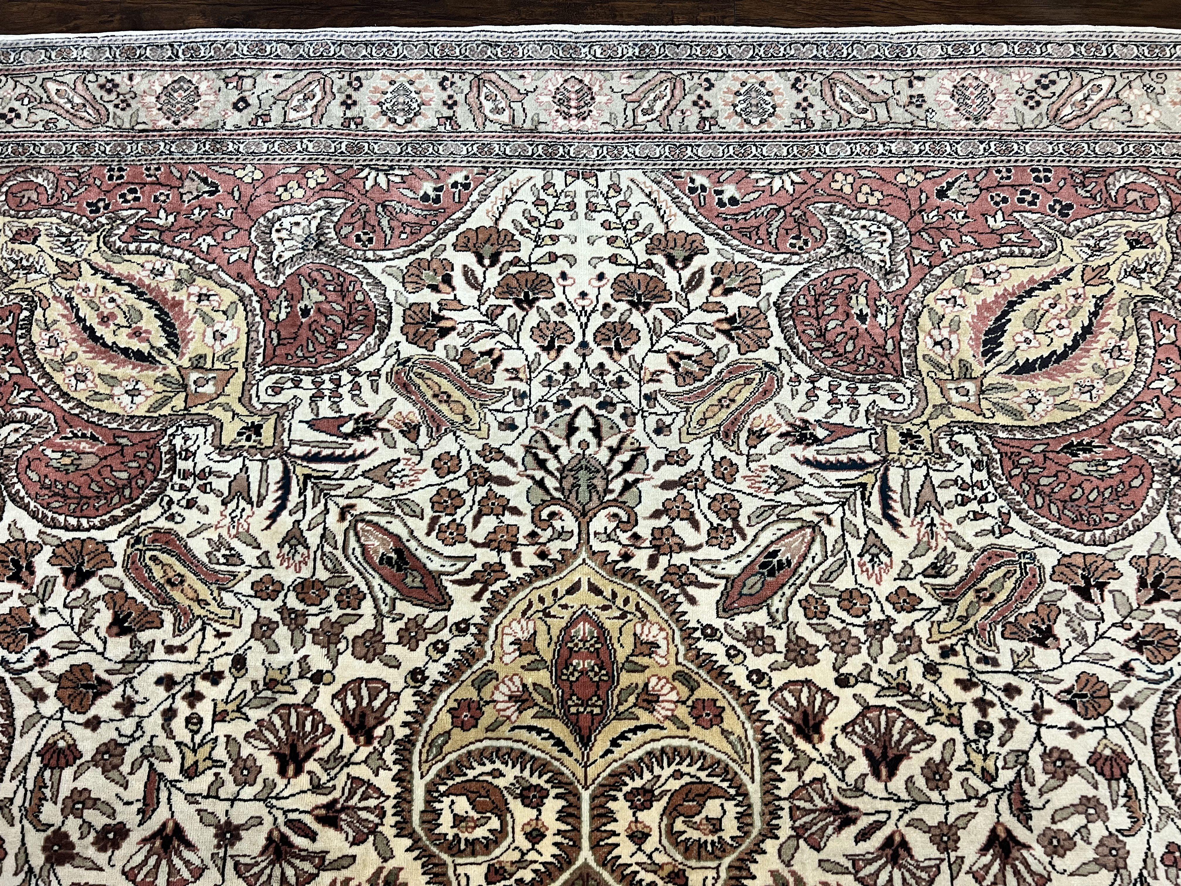 Turkish Sivas Rug 9x12, Handmade Vintage Wool Carpet, Cream Ivory - Jewel Rugs