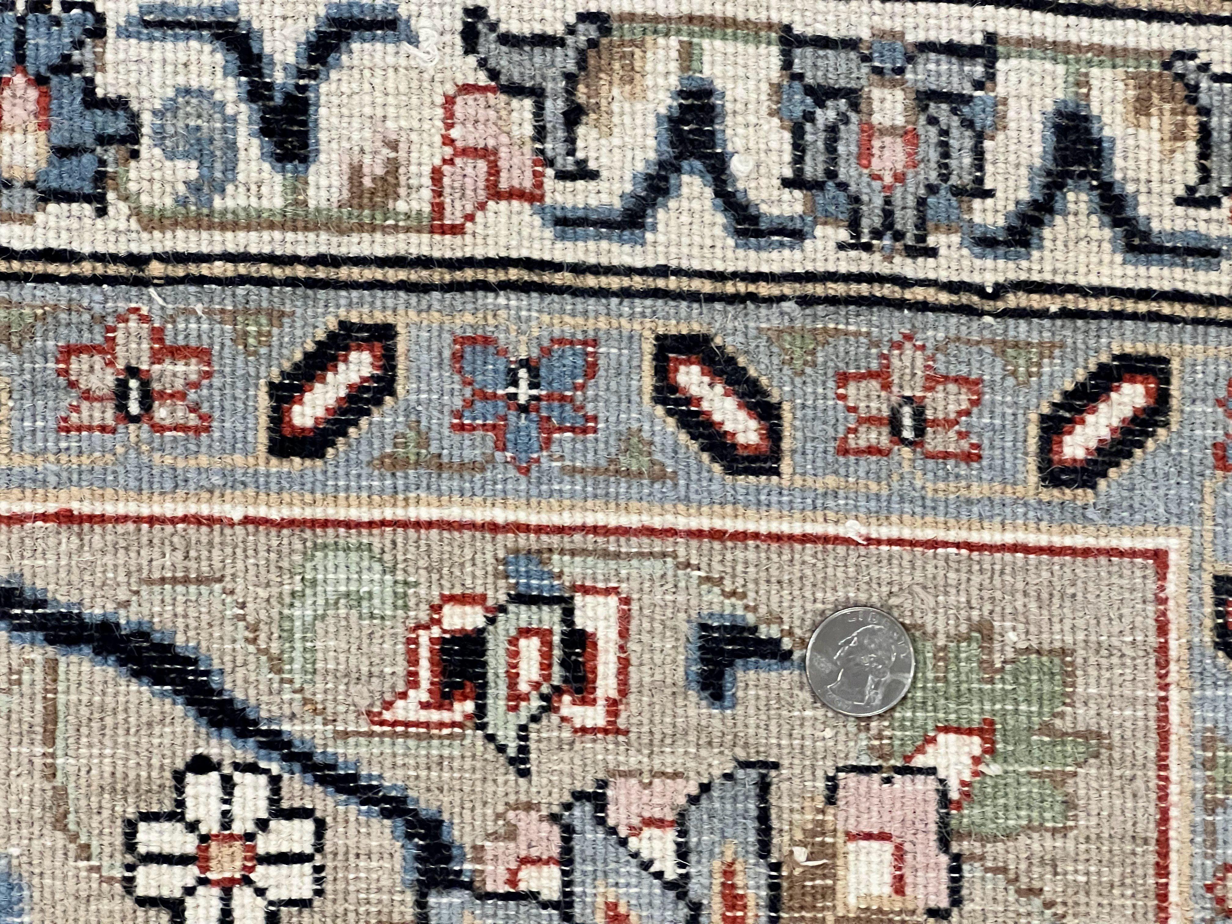 Indo Persian Rug 10x14, Floral Allover Pattern, Handmade Vintage Wool Carpet, Ivory/Cream - Jewel Rugs