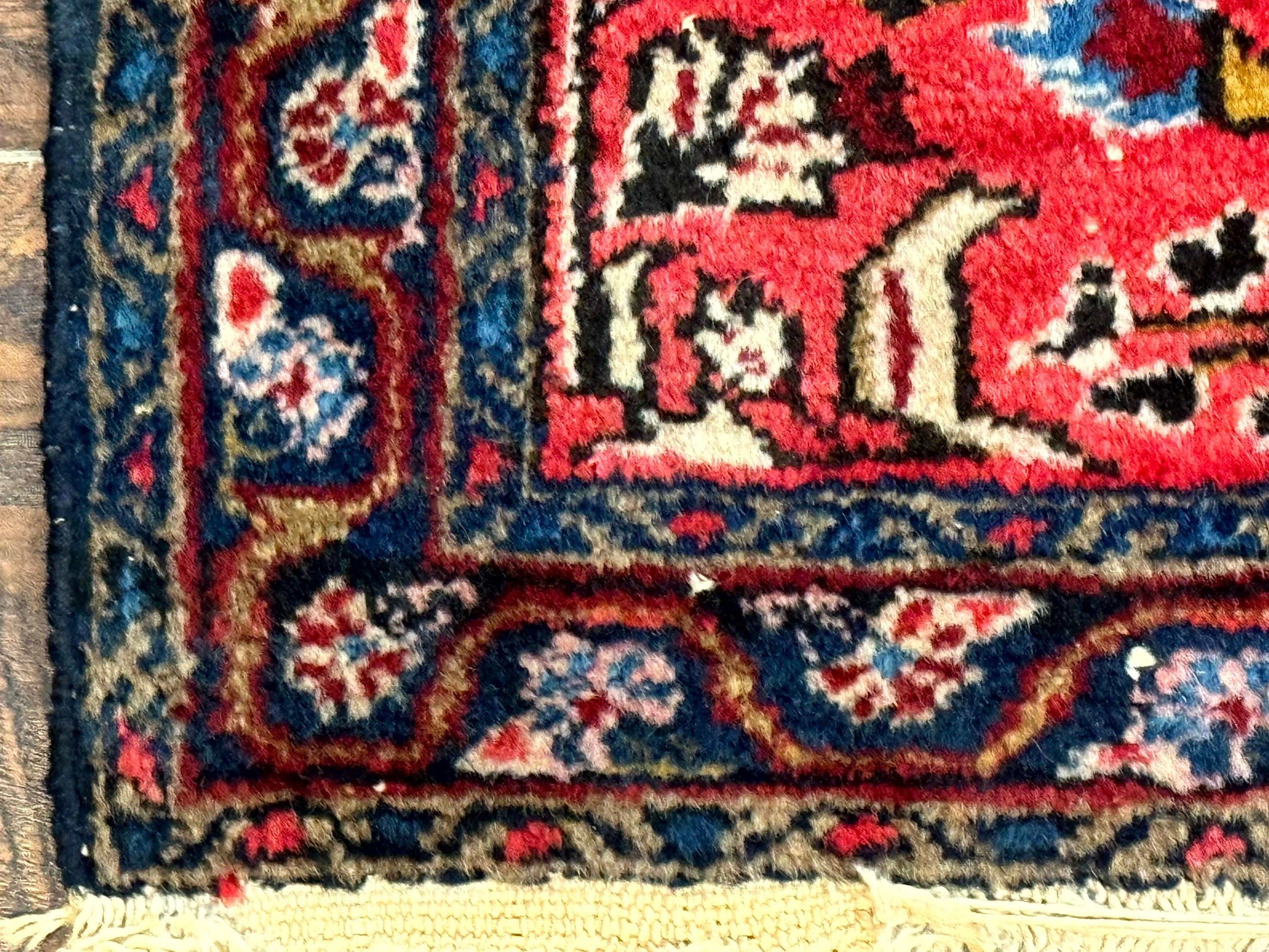 Small Antique Persian Tribal Rug 2x3, Red, Floral, Handmade, Hamadan Rug - Jewel Rugs