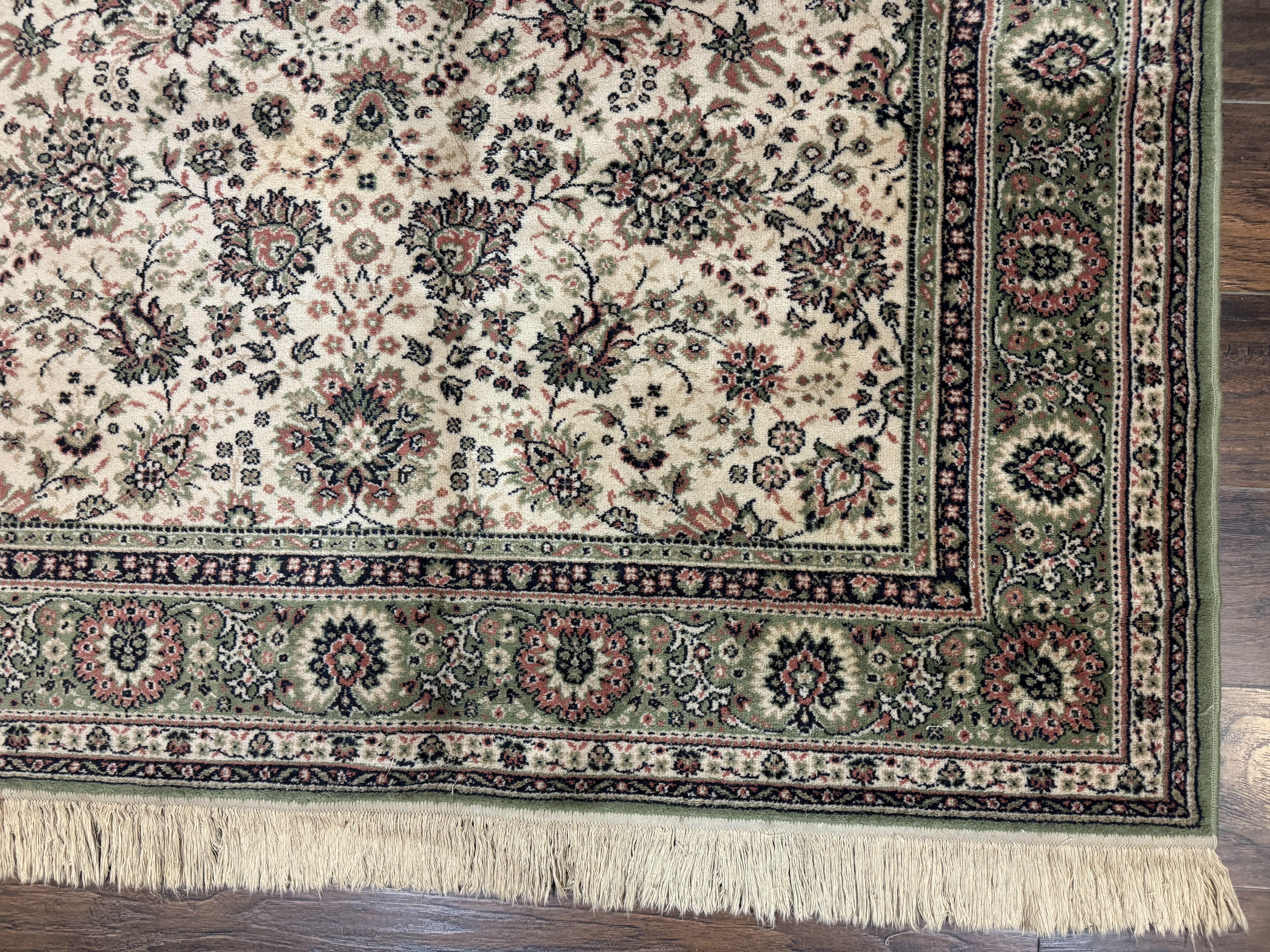 Couristan Rug 6x8, Vintage Belgium Power-Loomed Wool Oriental Carpet, Beige and Green, Allover Floral Area Rug - Jewel Rugs