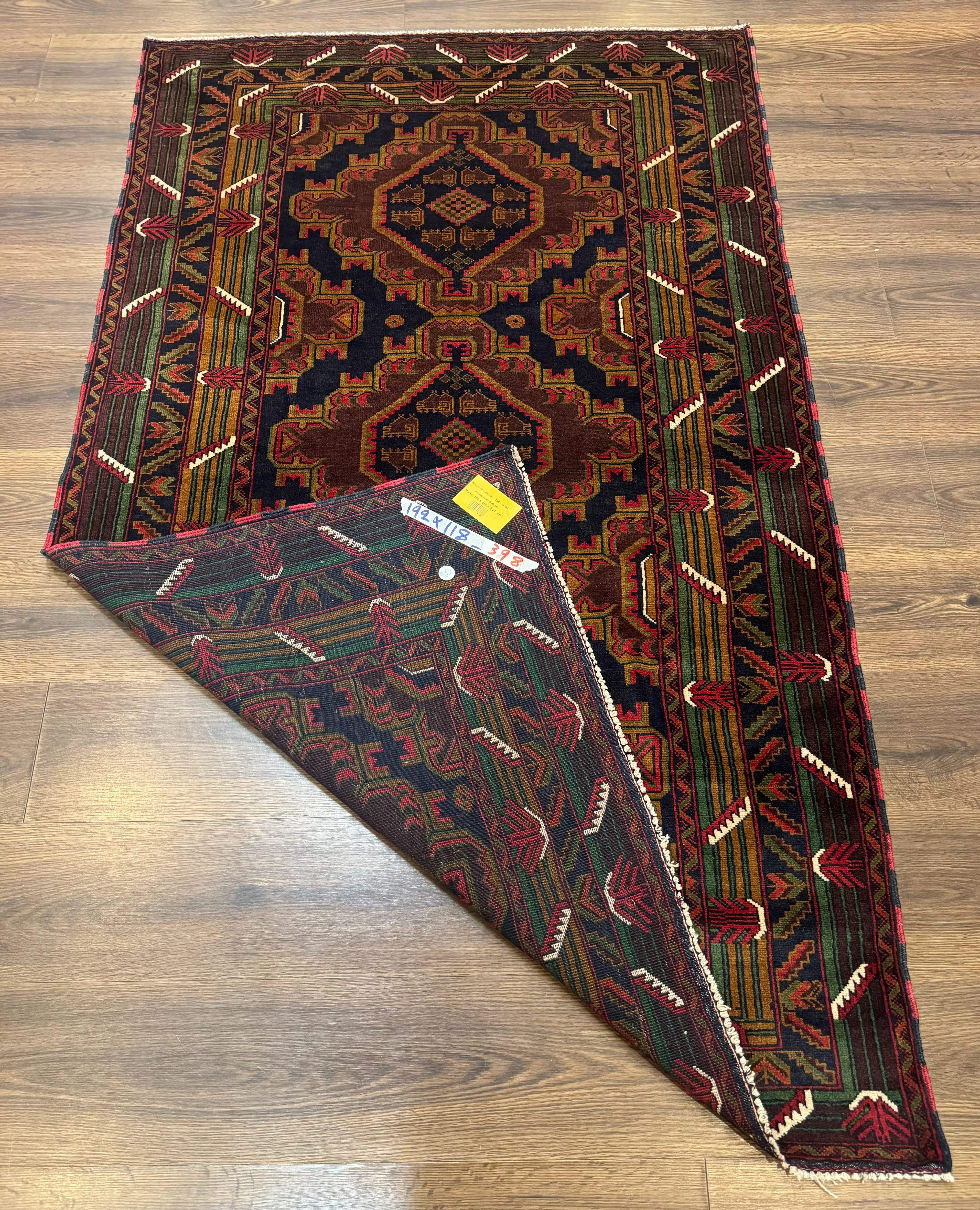 Persian Baluch Rug 4x6 – Navy and Plum, Hand-Knotted Wool Tribal Carpet - Jewel Rugs