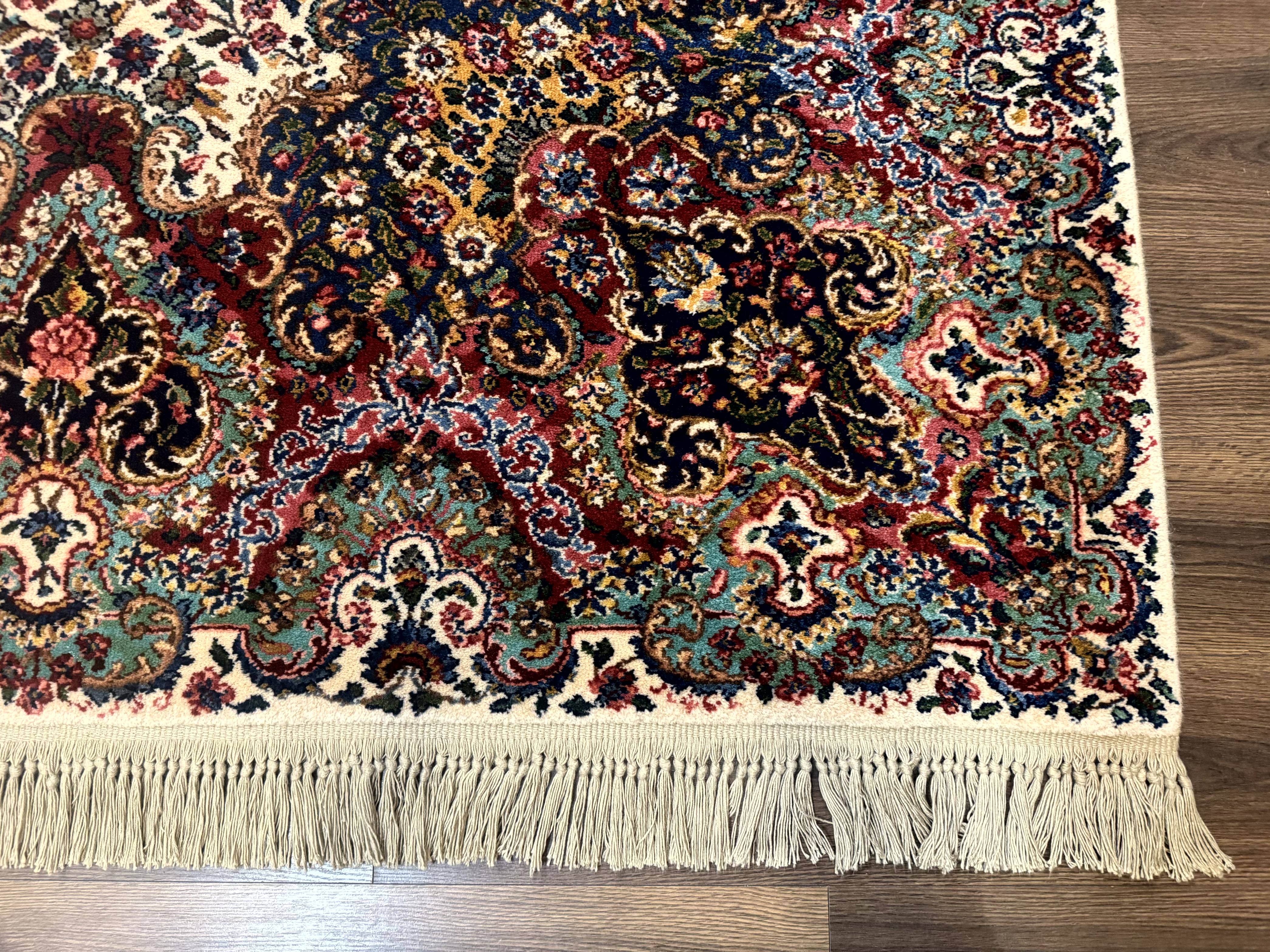 Karastan Ivory Kirman Rug #742, Wool Karastan Carpet 8.8 x 12, Vintage - Jewel Rugs