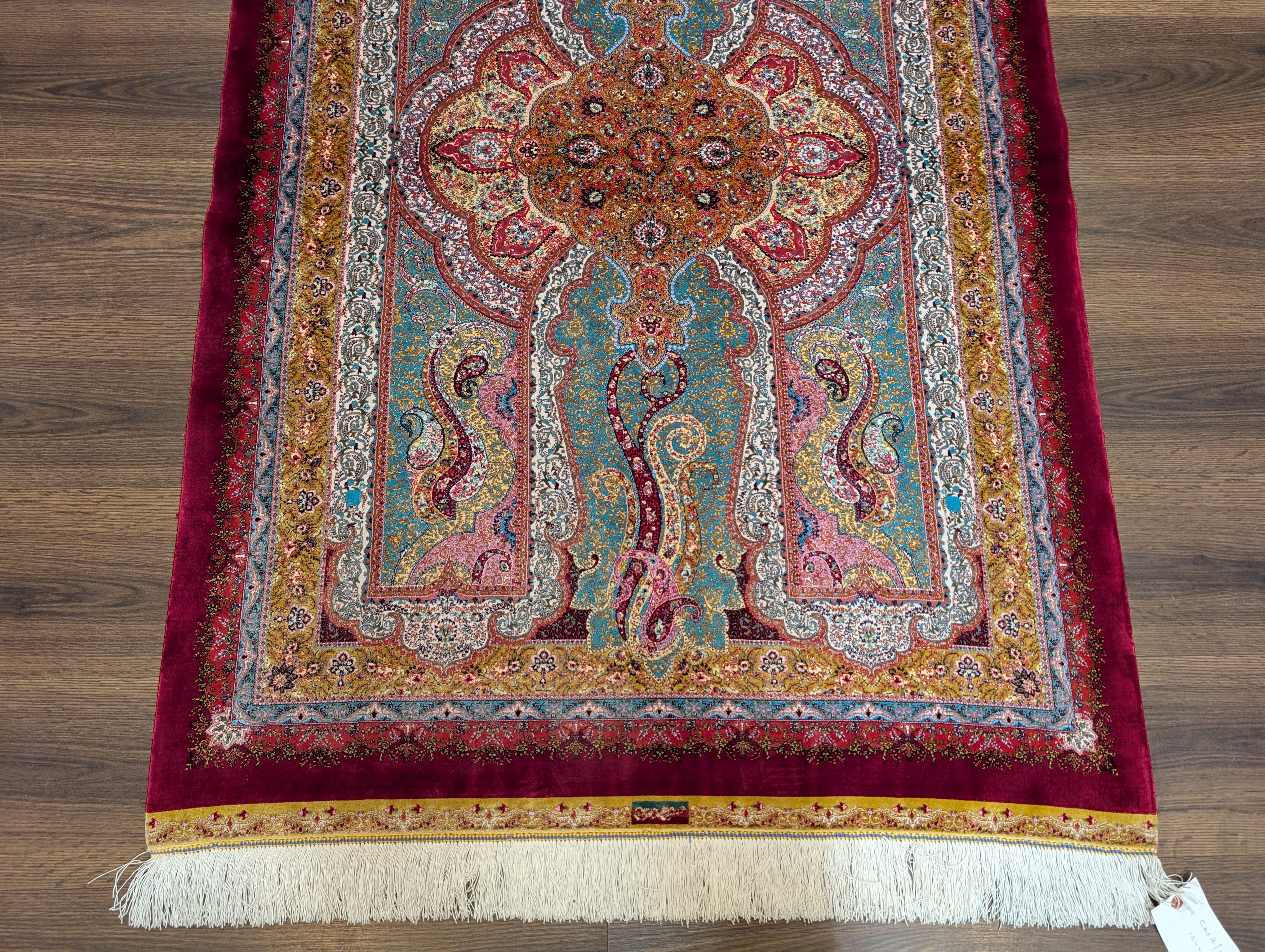 Silk Rug 3x5, Turkish, Multicolor, Fine, Bamboo Silk, New - Jewel Rugs