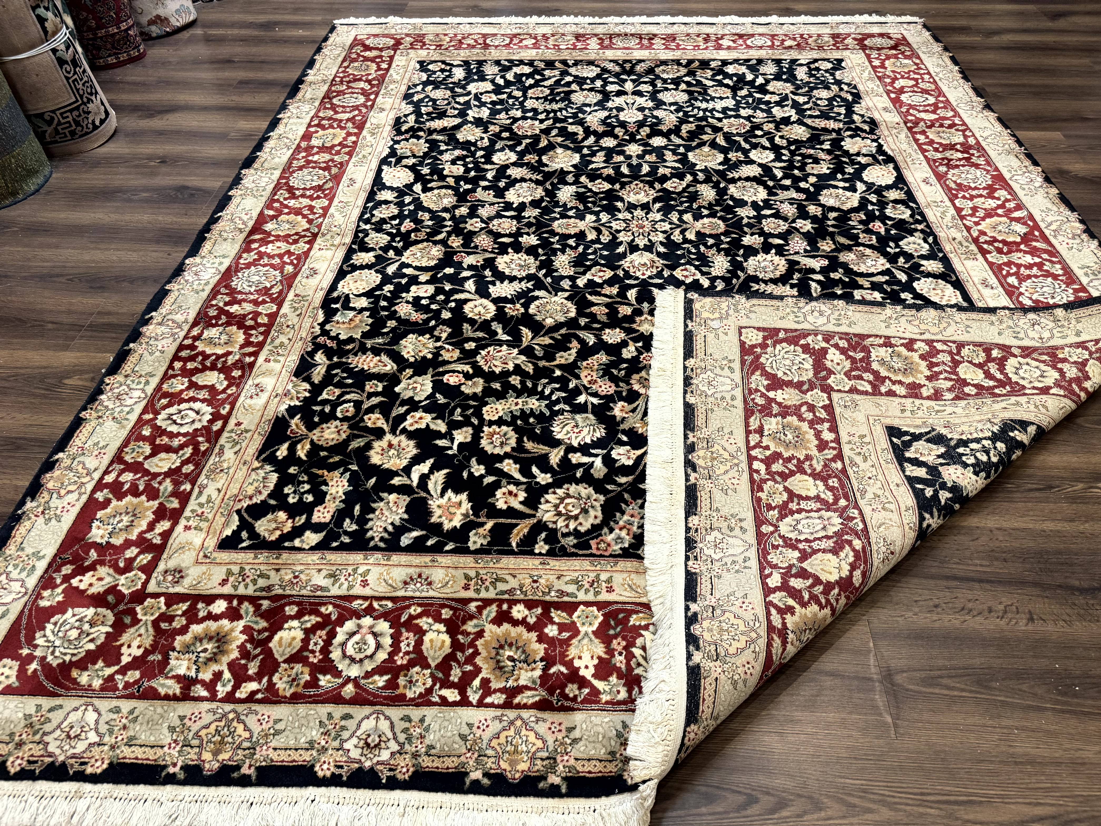 Sino Persian Rug 8x10, Black and Red, Floral Allover - Jewel Rugs