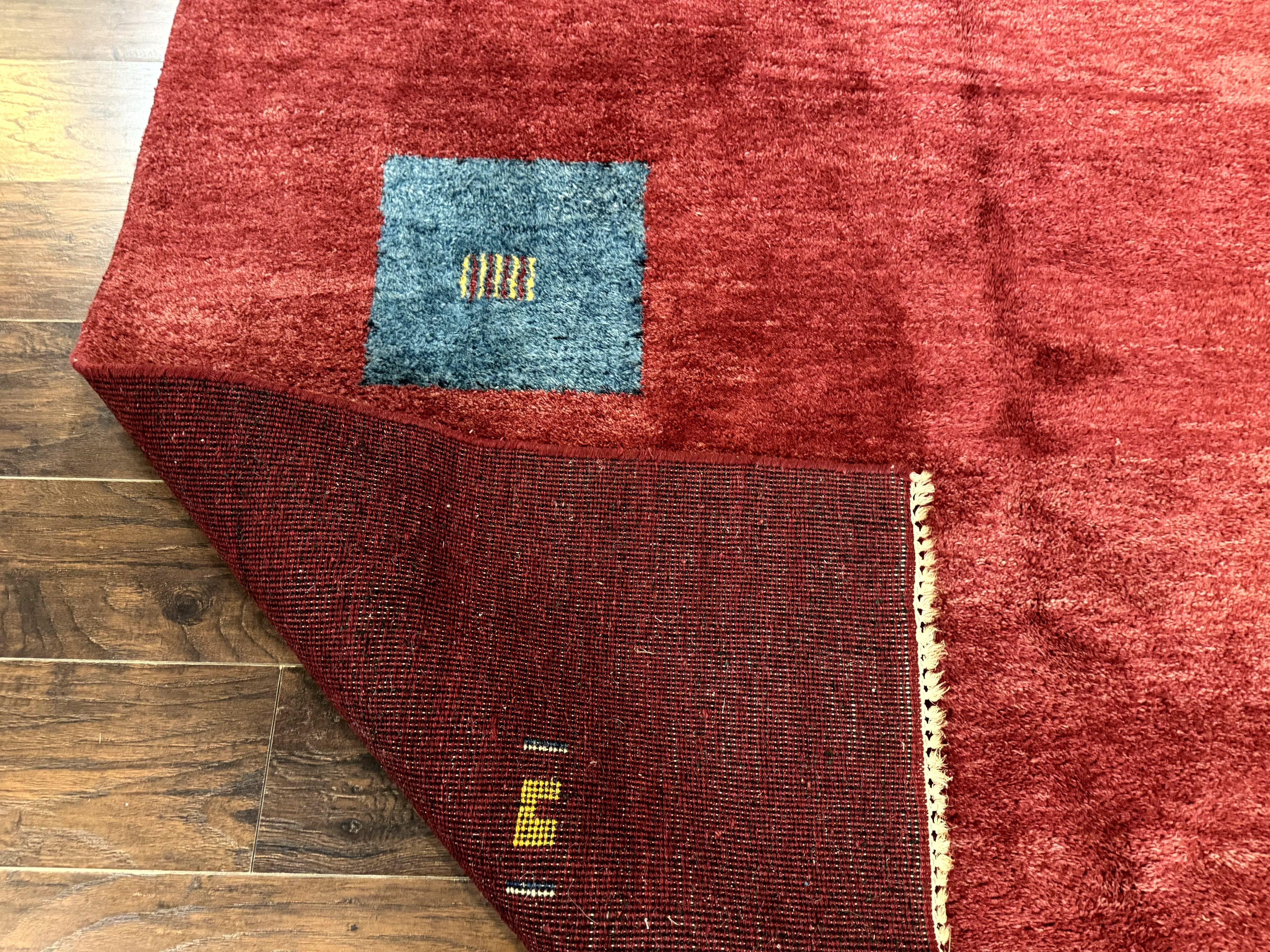 Modern Indo Persian Gabbeh Rug 7x10, Red, Tribal Area Rug - Jewel Rugs