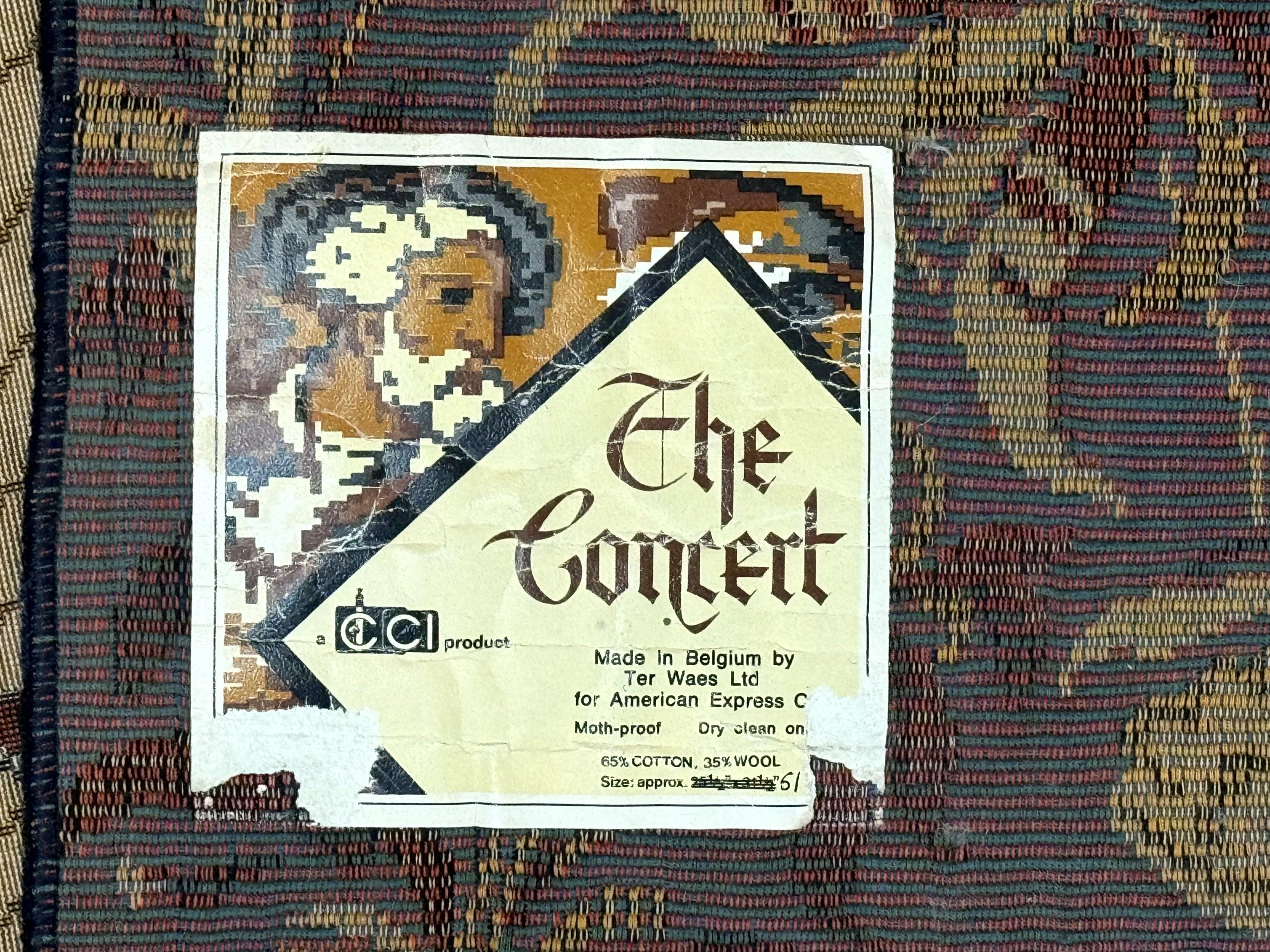 Vintage Belgium Tapestry 4x5, The Concet Musicians, Green - Jewel Rugs