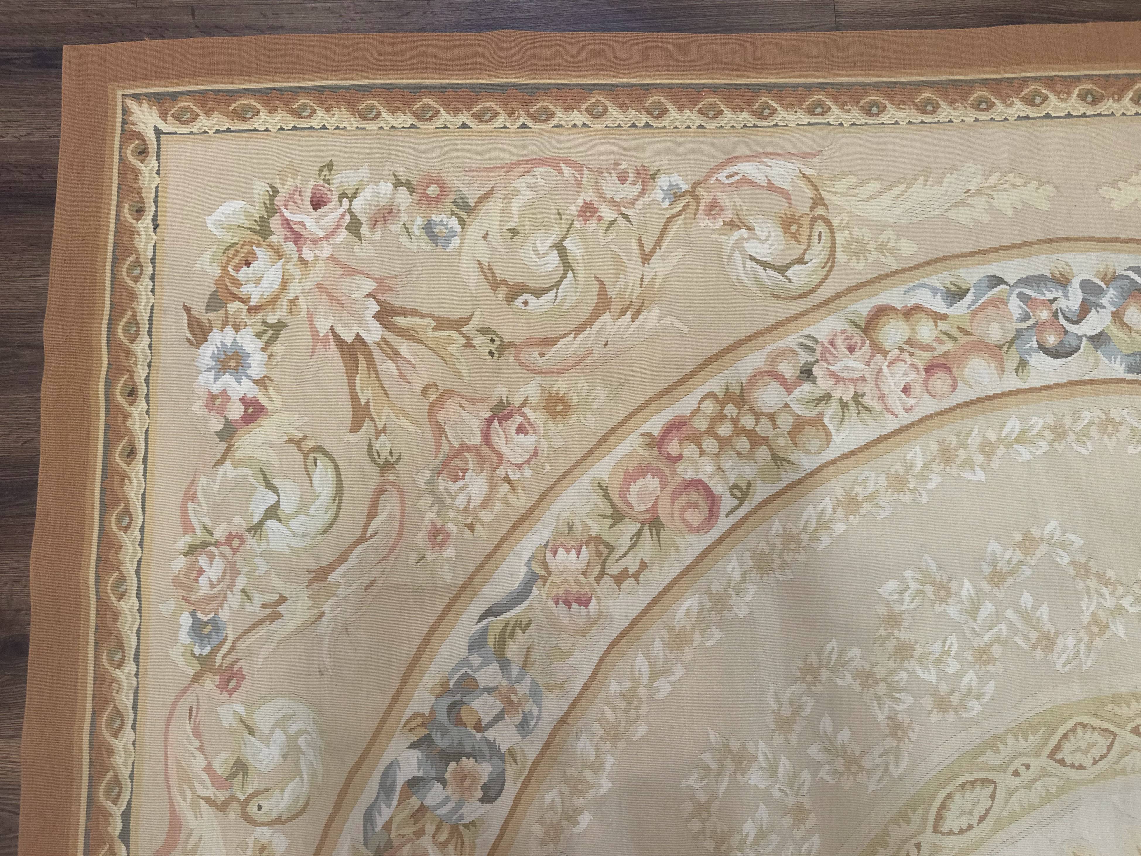 Aubusson Rug 9x12, French European Design, Floral, Elegant - Jewel Rugs