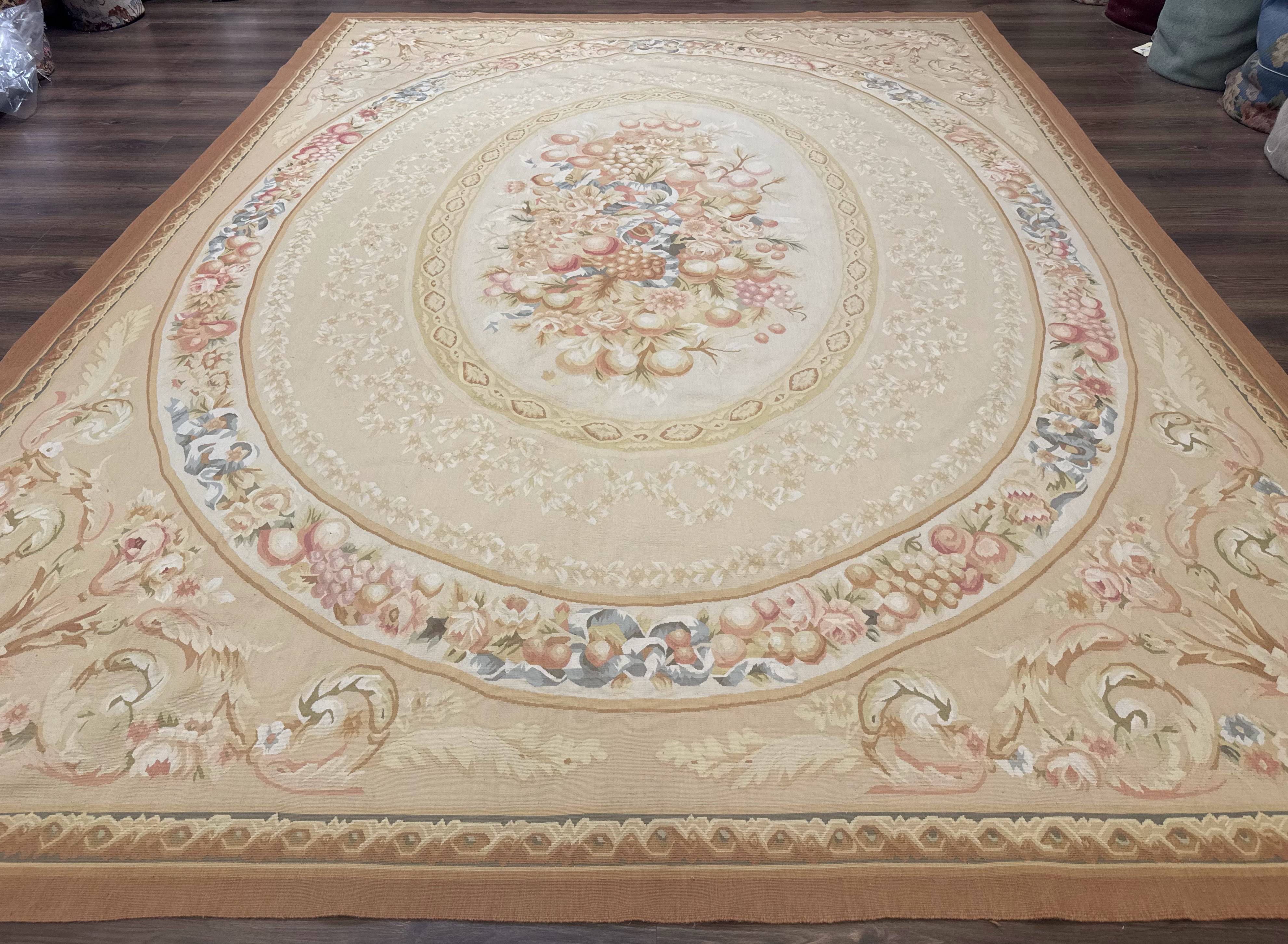 Aubusson Rug 9x12, French European Design, Floral, Elegant - Jewel Rugs