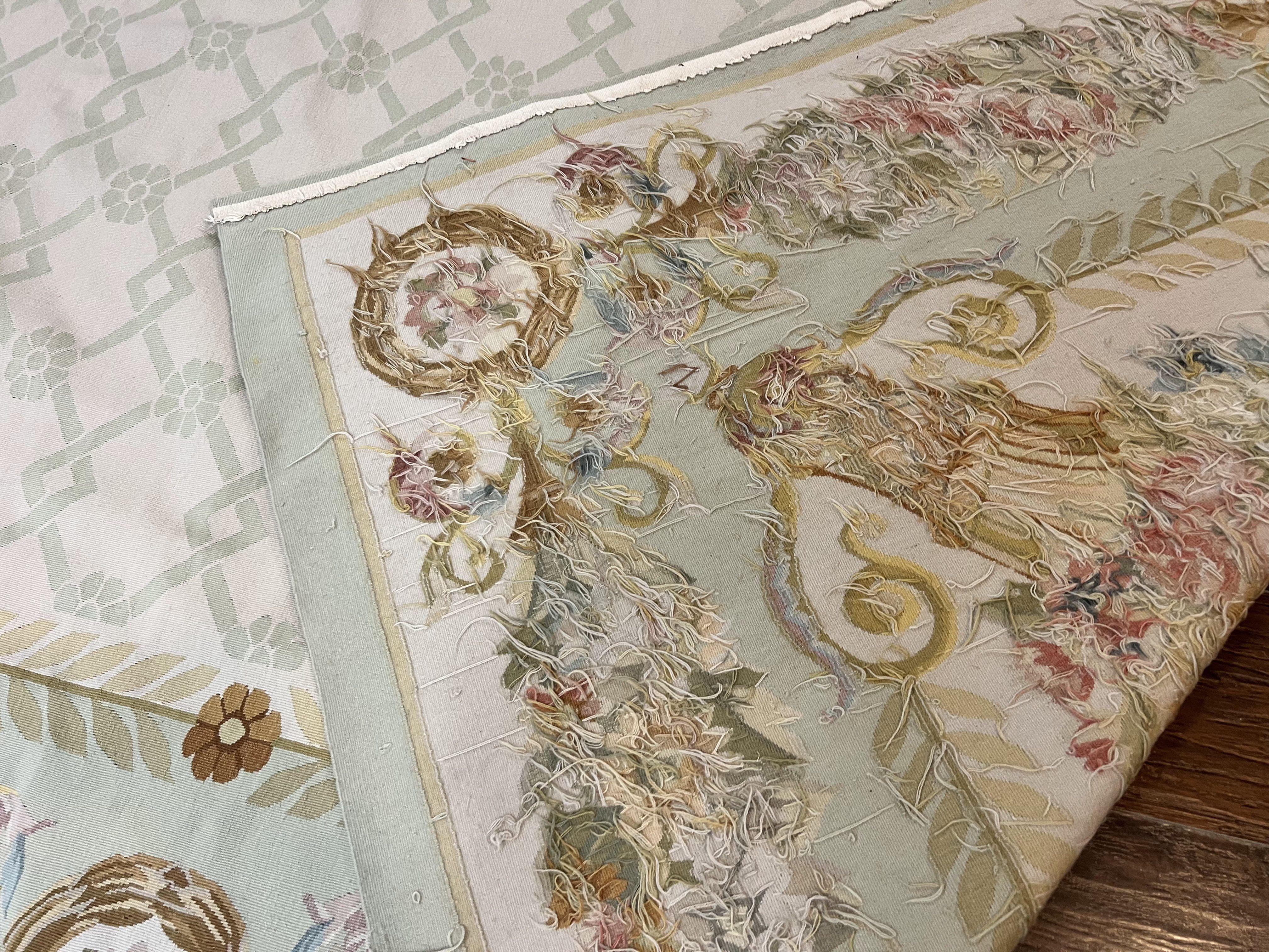 10x14 Aubusson Rug, Wool Handmade Vintage Carpet, French European Design, Elegant - Jewel Rugs