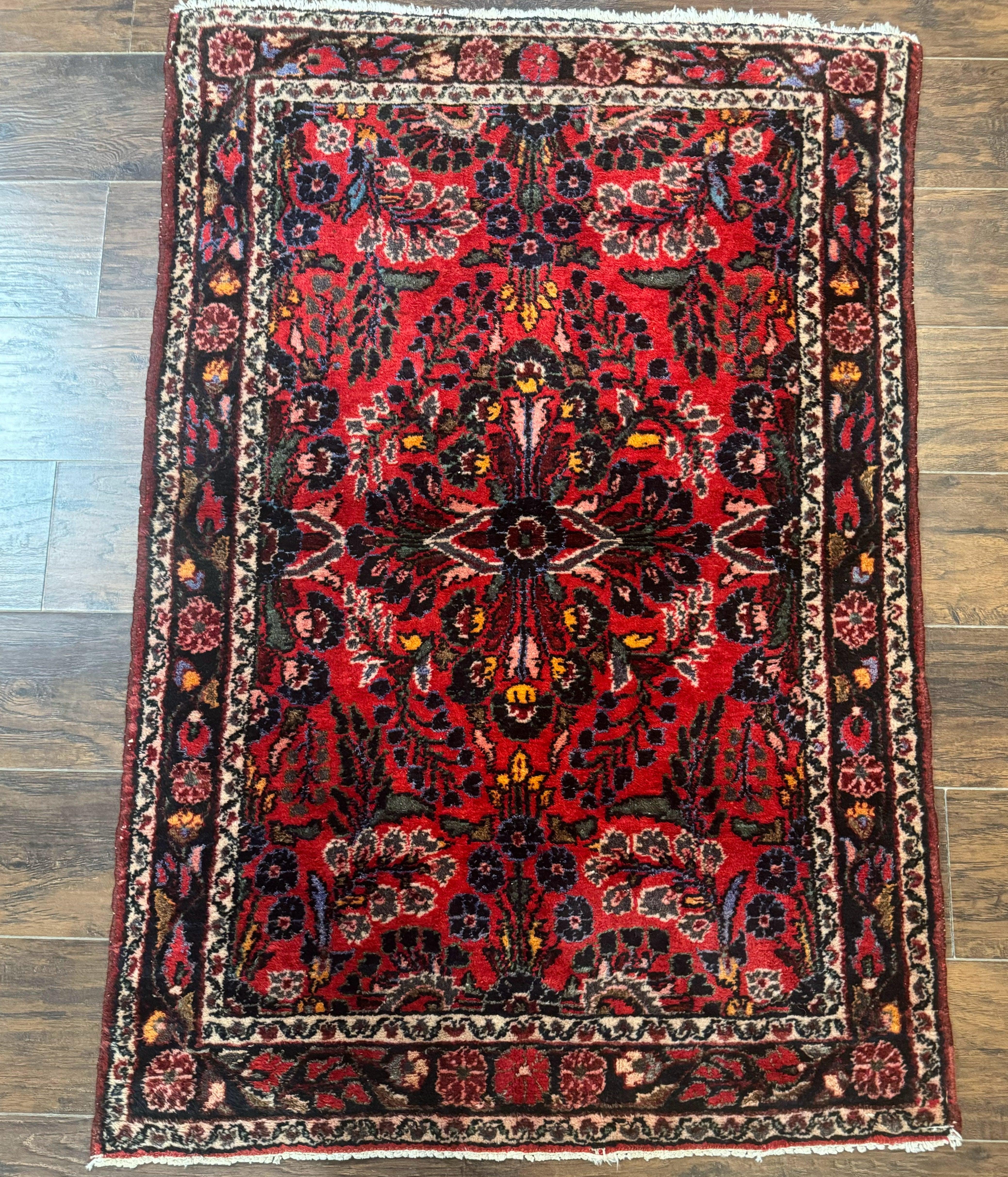 Persian Rug 3x5, Red Tribal Rug, Semi Antique, Wool Rug 3 x 5, Persian Hamadan Rug - Jewel Rugs