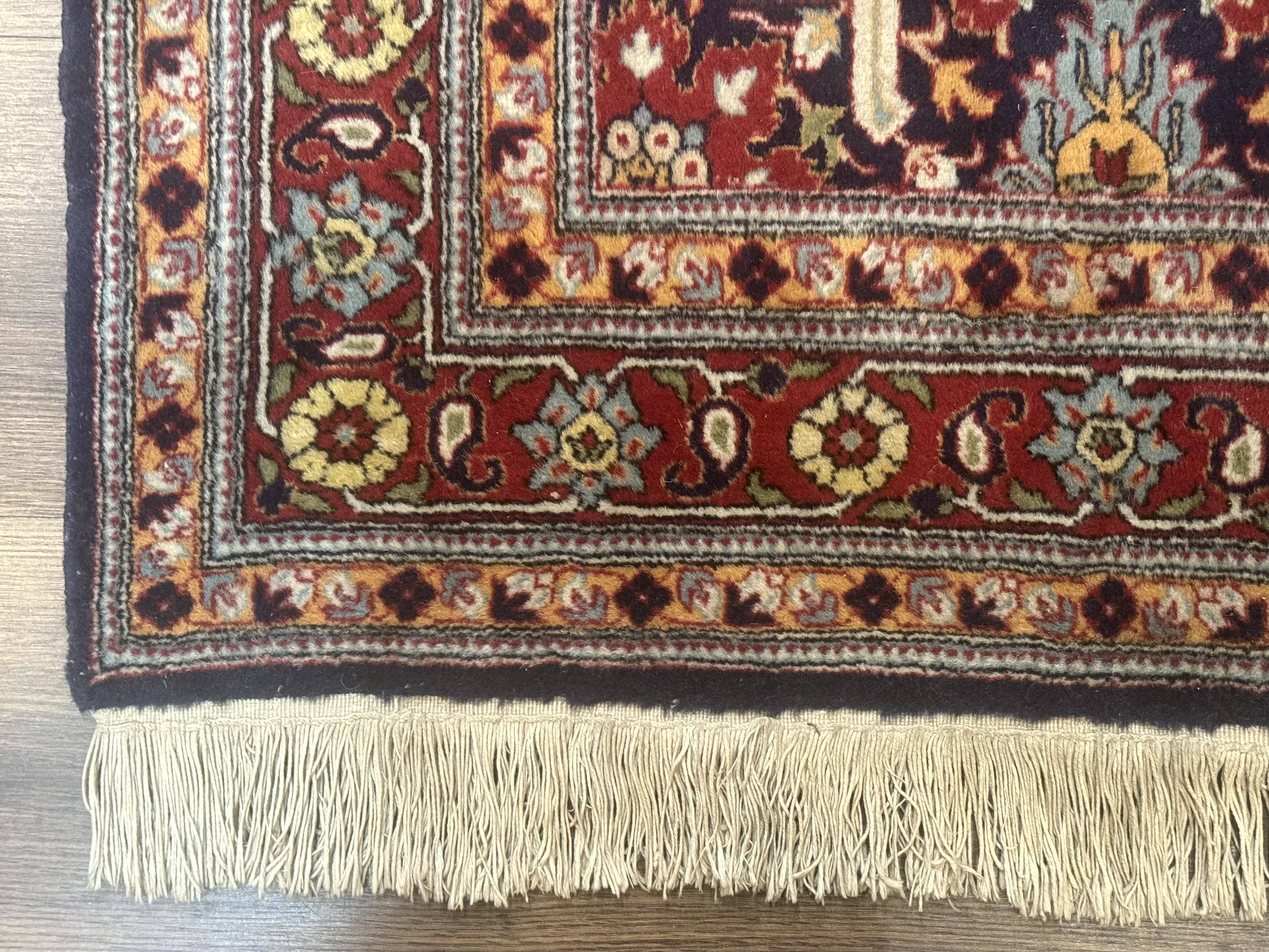 Turkish Hereke Rug 3x5, Navy Blue and Red, Fine 210 KPSI - Jewel Rugs