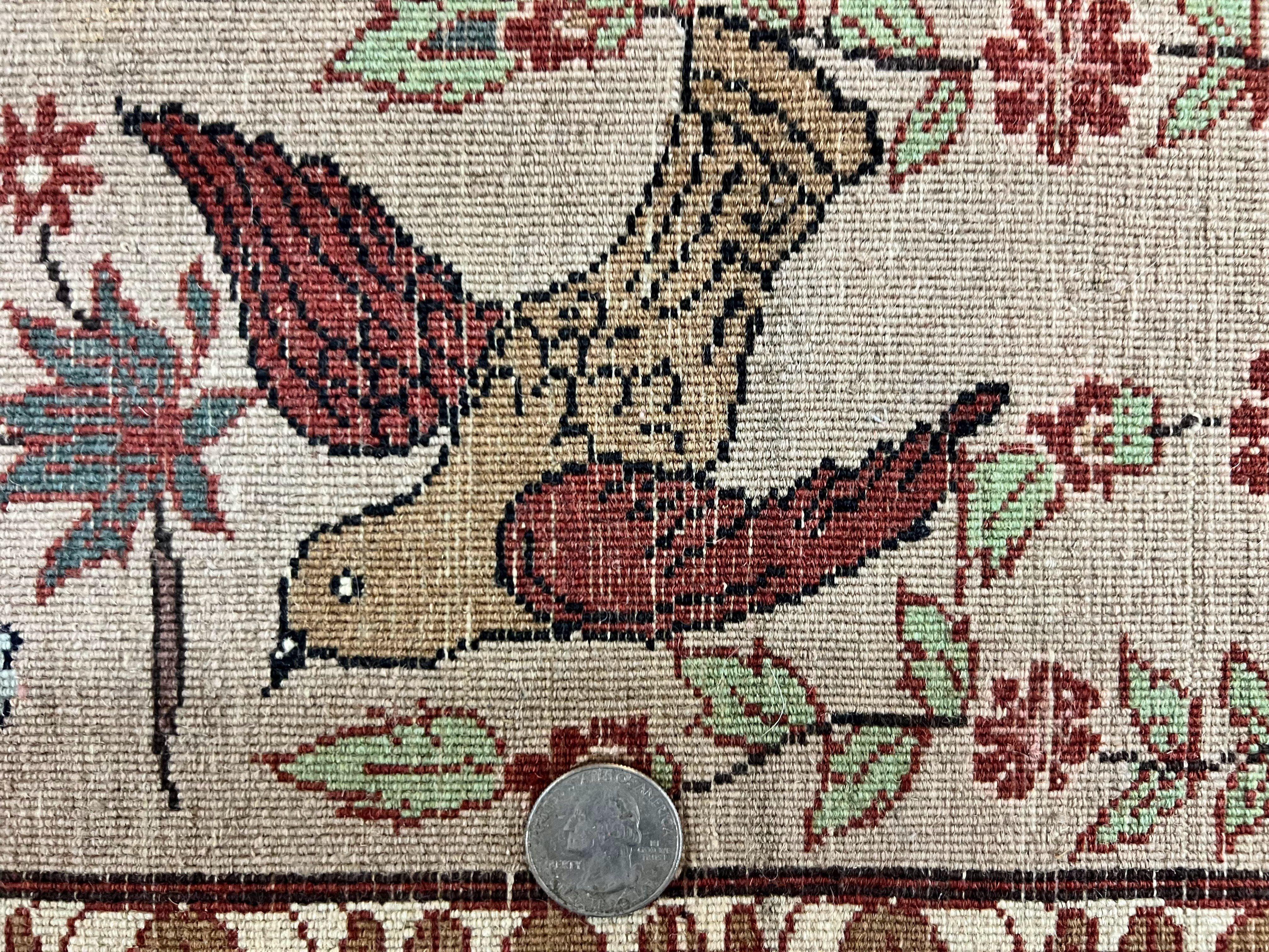 Indo Persian Pictorial Rug 4x7, Handmade Hand Knotted Wool Semi Antique Horizontal Carpet, Men & Women Drinking, Fine Rug, Bird Pictorials - Jewel Rugs