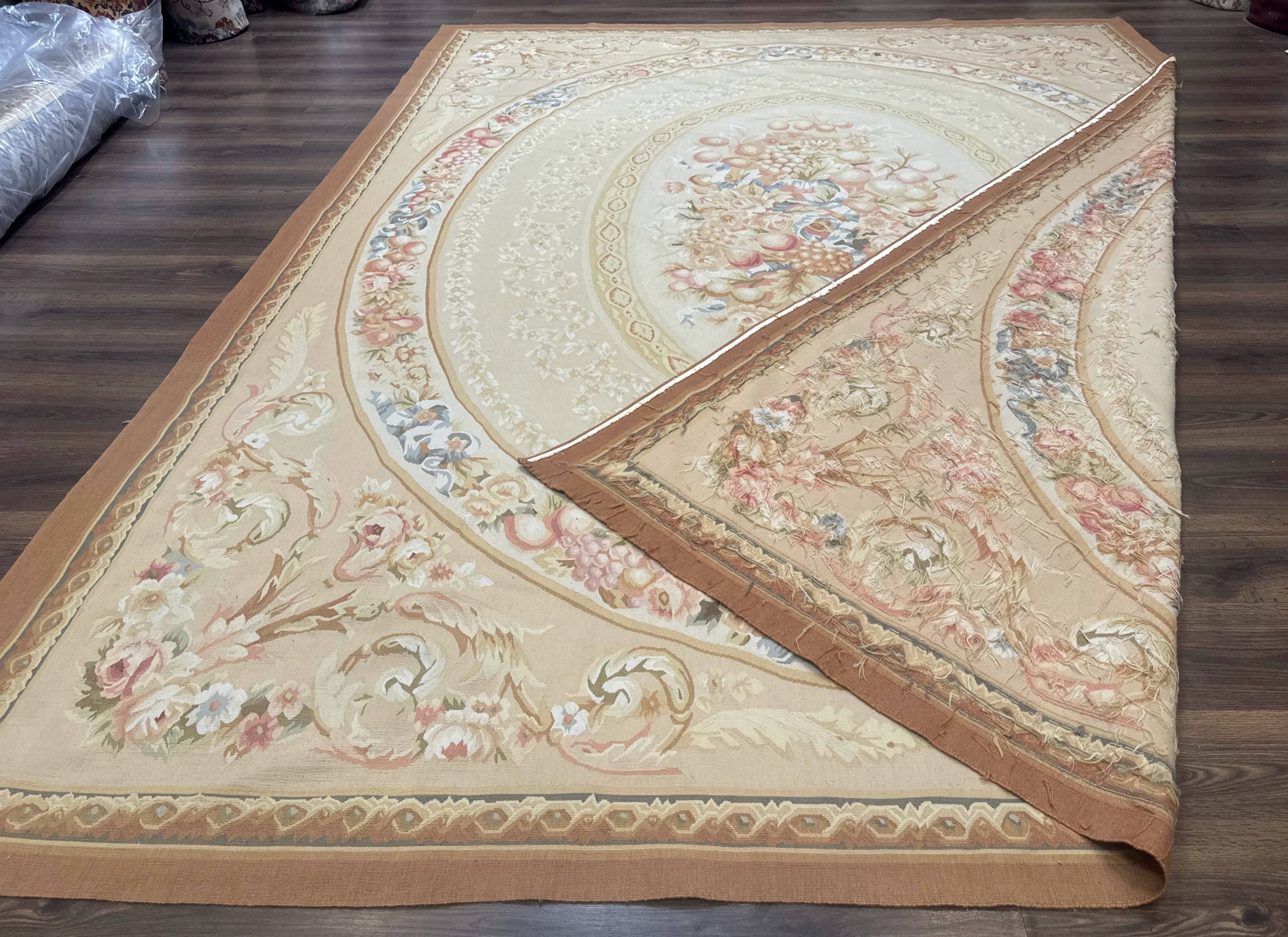 Aubusson Rug 9x12, French European Design, Floral, Elegant - Jewel Rugs
