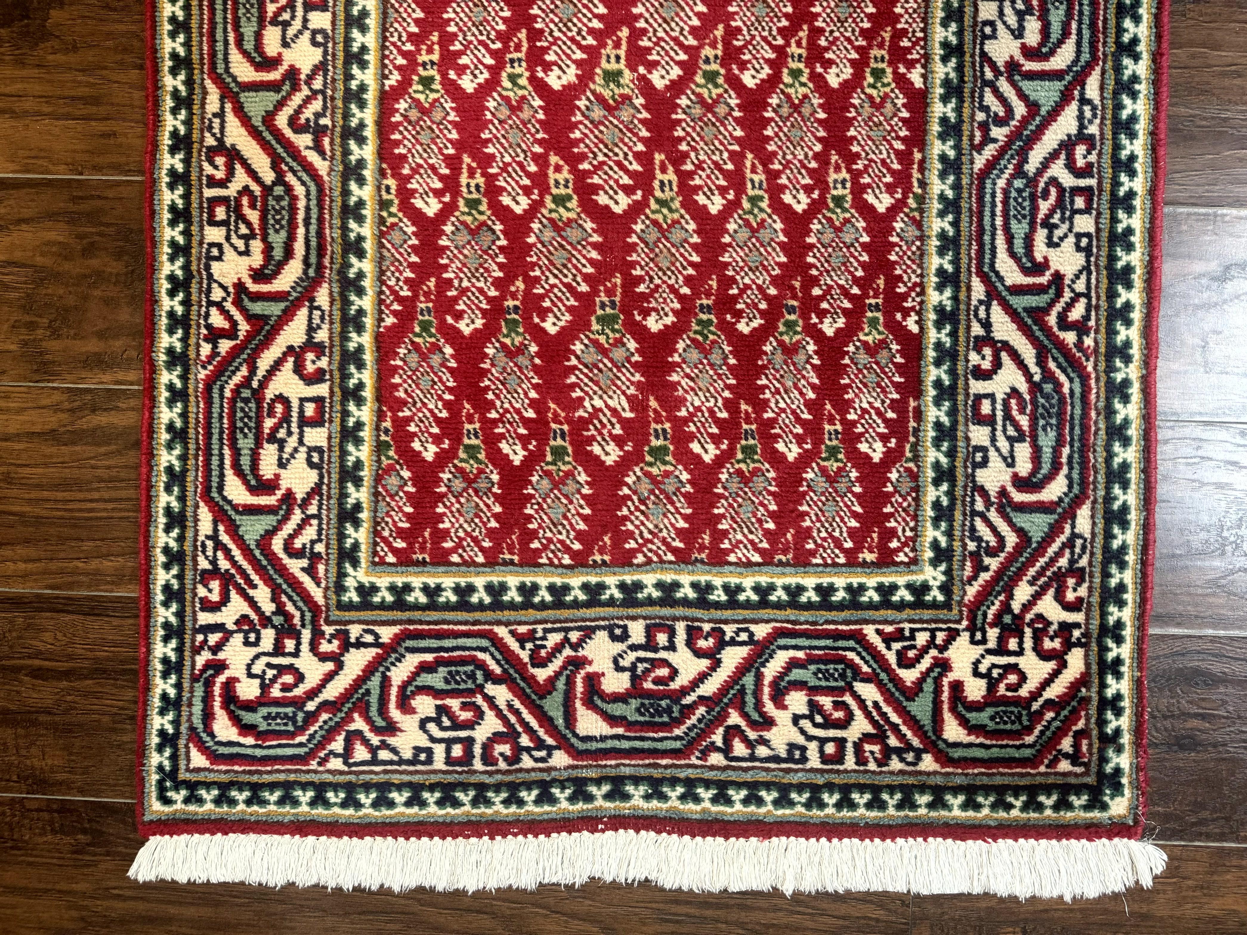 Persian Tabriz Runner Rug 3x16, Paisley Boteh Design, Red and Cream, Rug for Hallway, 16ft Wool Runner - Jewel Rugs