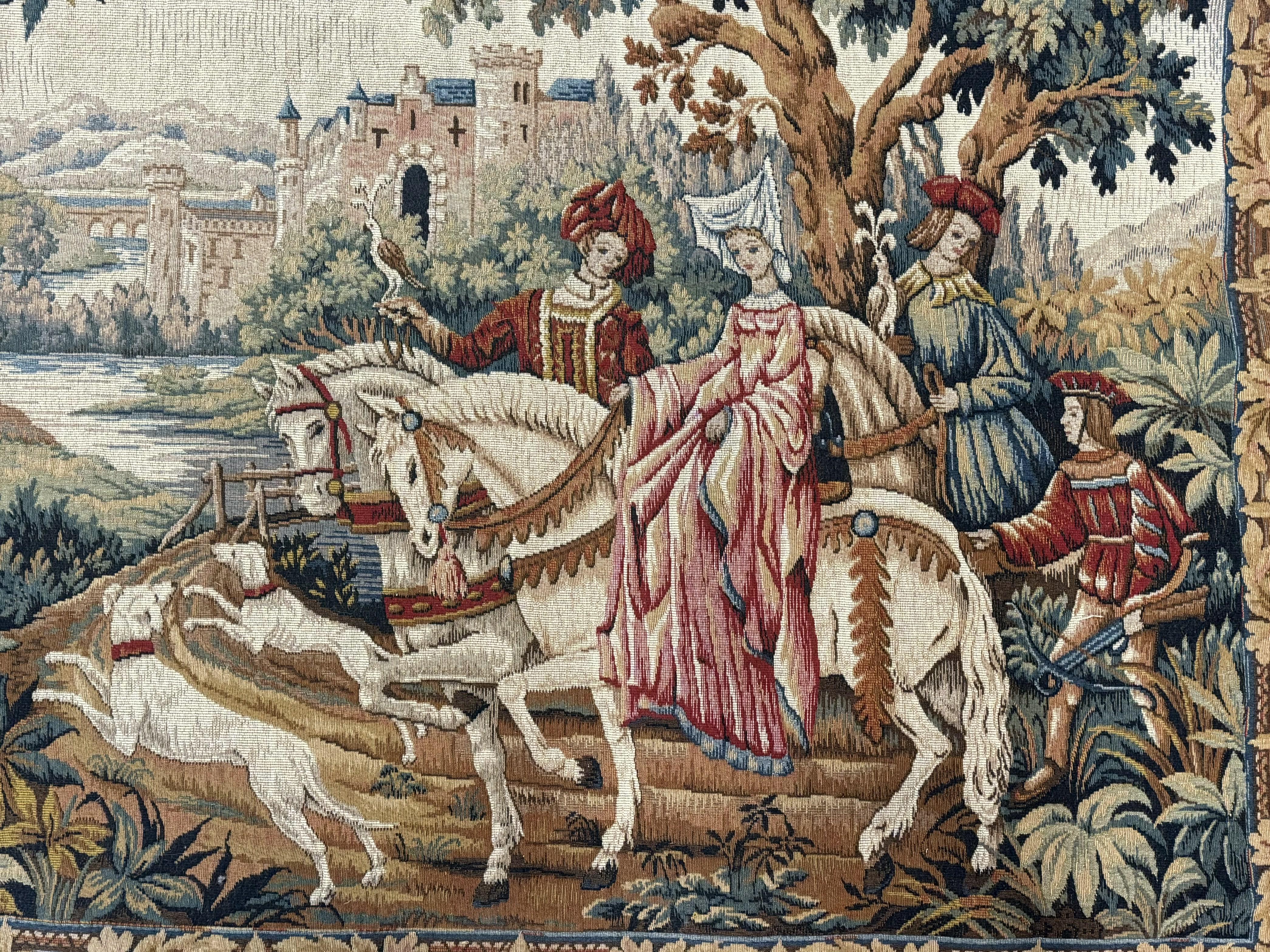 Vintage French Tapestry 4x5, The Royal Hunt Tapestry by Marc Waymel, Needlepoint Petitepoint Tapestry - Jewel Rugs