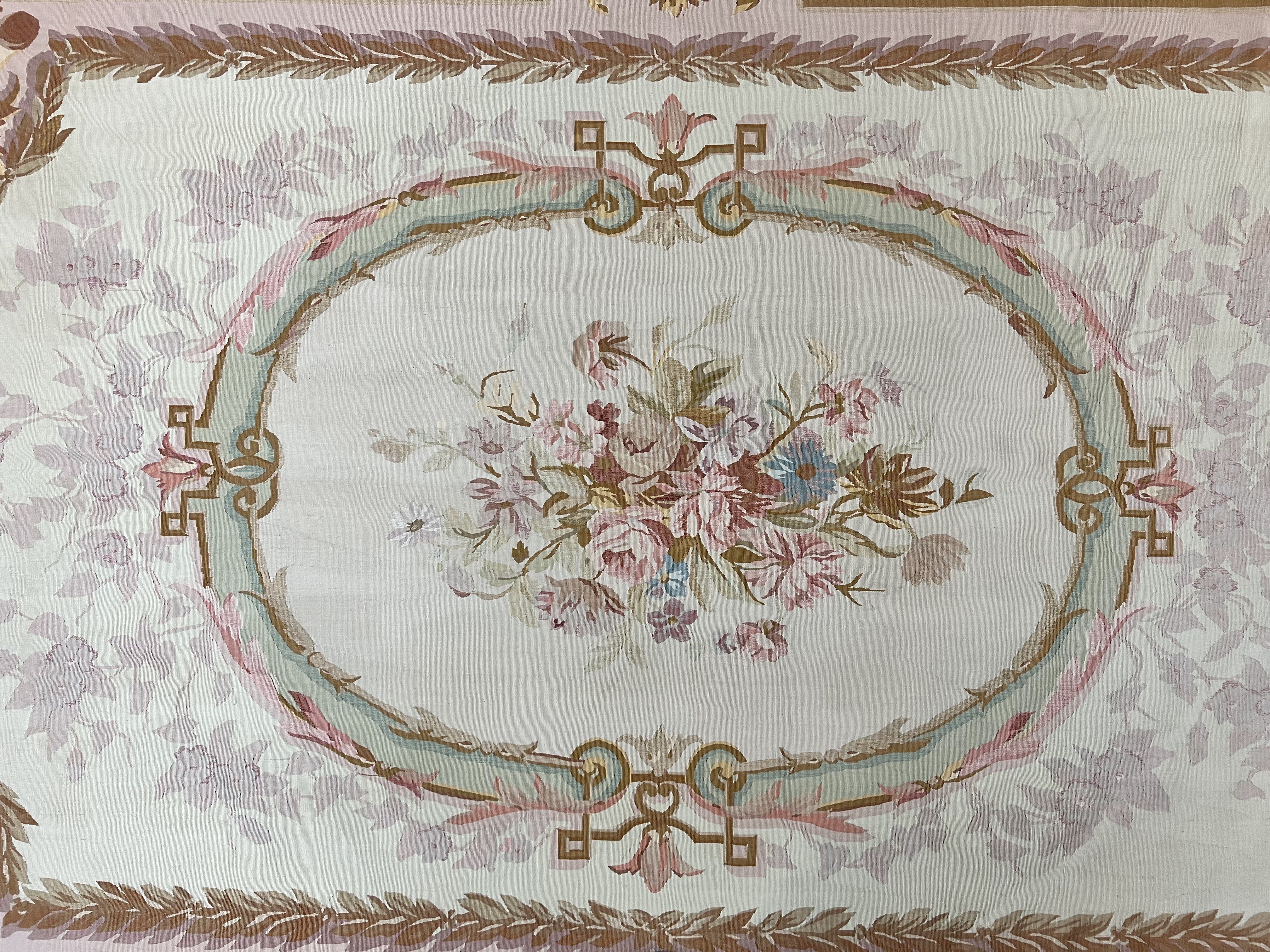 Large Aubusson Rug 11x15, Oversized Gallery Palace Size Flatweave Savonnerie Carpet 11 x 15 ft, Wool Handmade Vintage Elegant European - Jewel Rugs