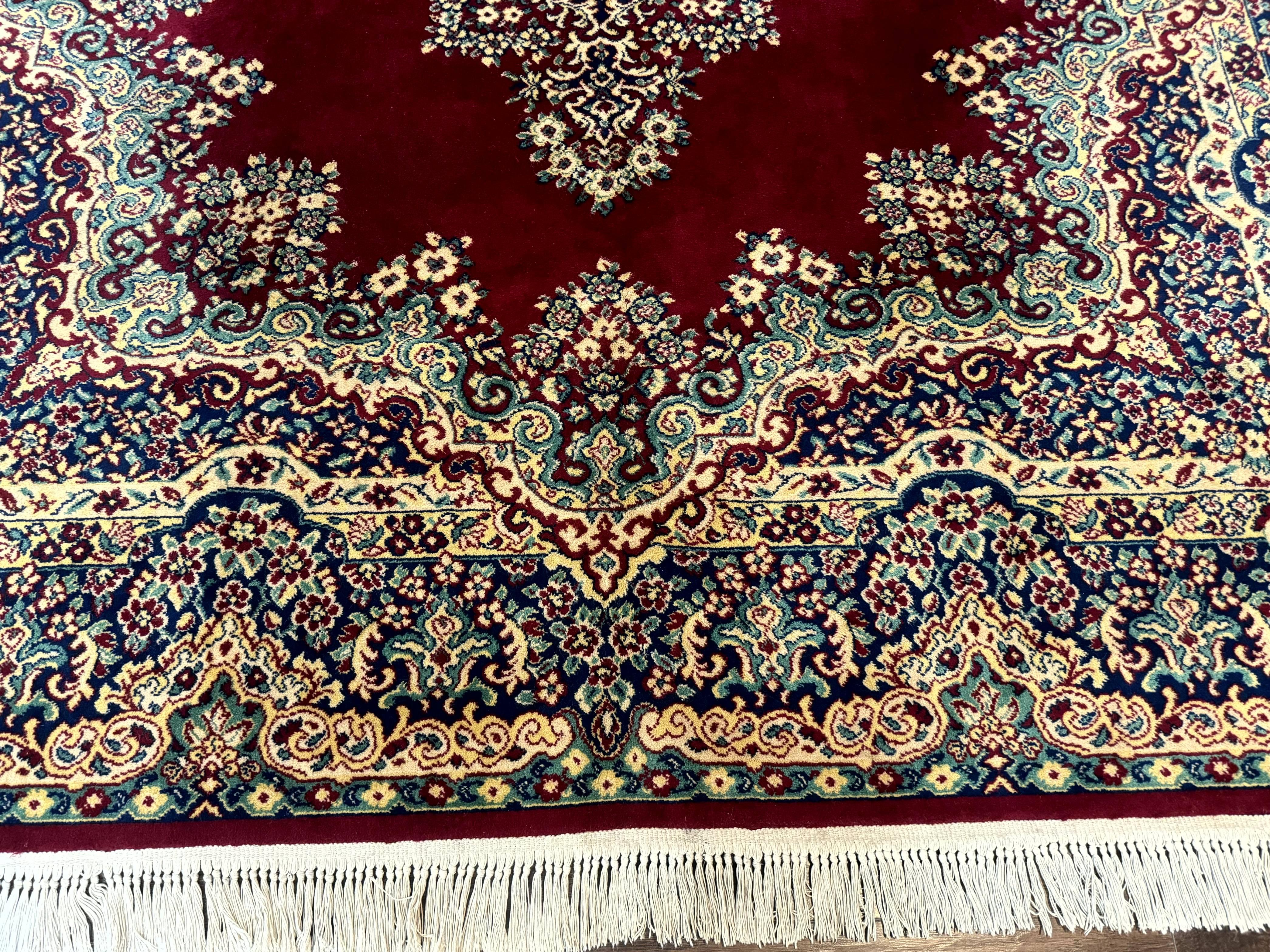 Power Loomed Persian Oriental Rug 9x12, Vintage Wool Pile, Kirman Design - Jewel Rugs