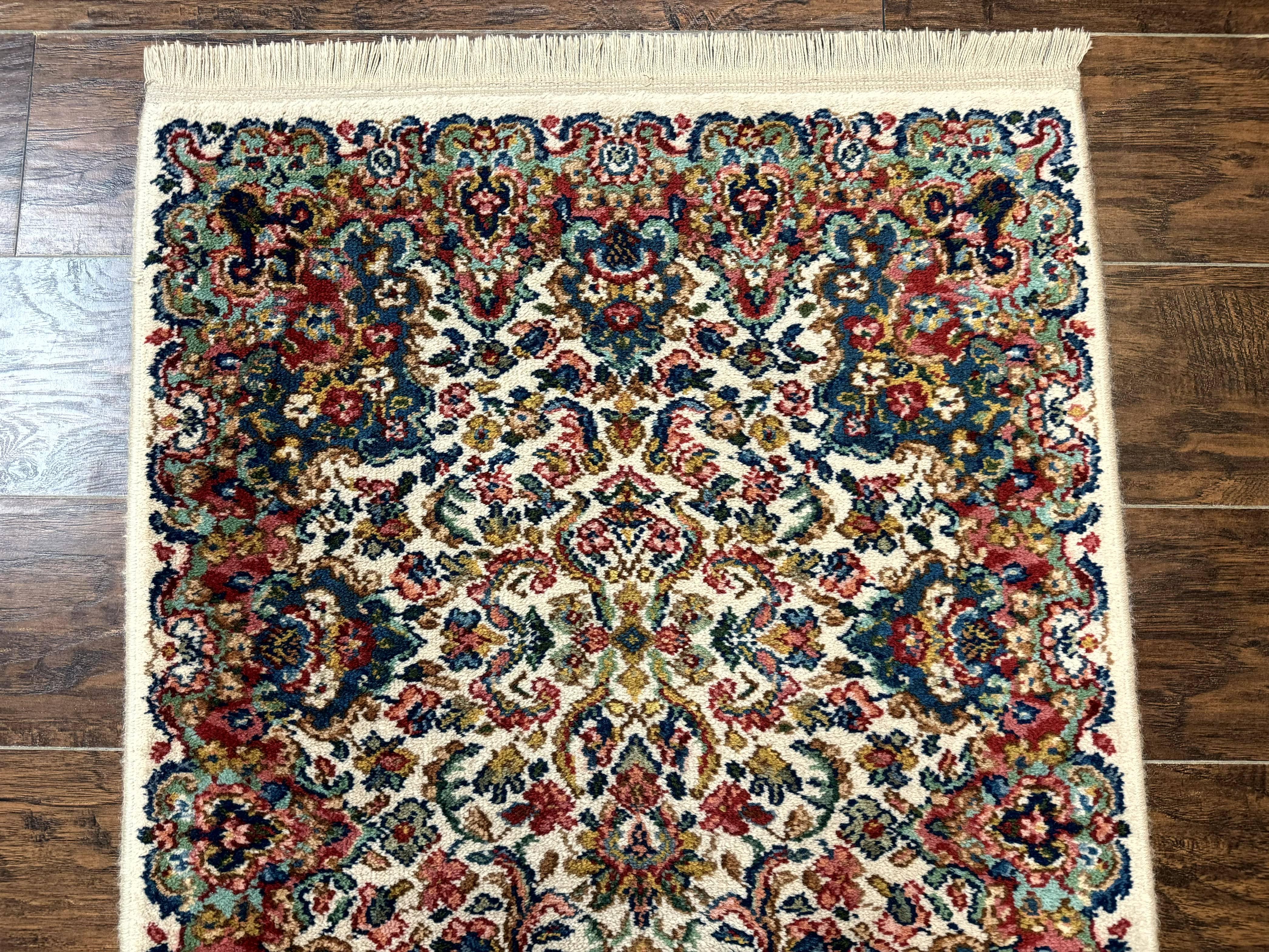Karastan Runner Rug 2.6 x 8.6, Floral Kirman #742, Wool Vintage Original 700 Series, Rare - Jewel Rugs