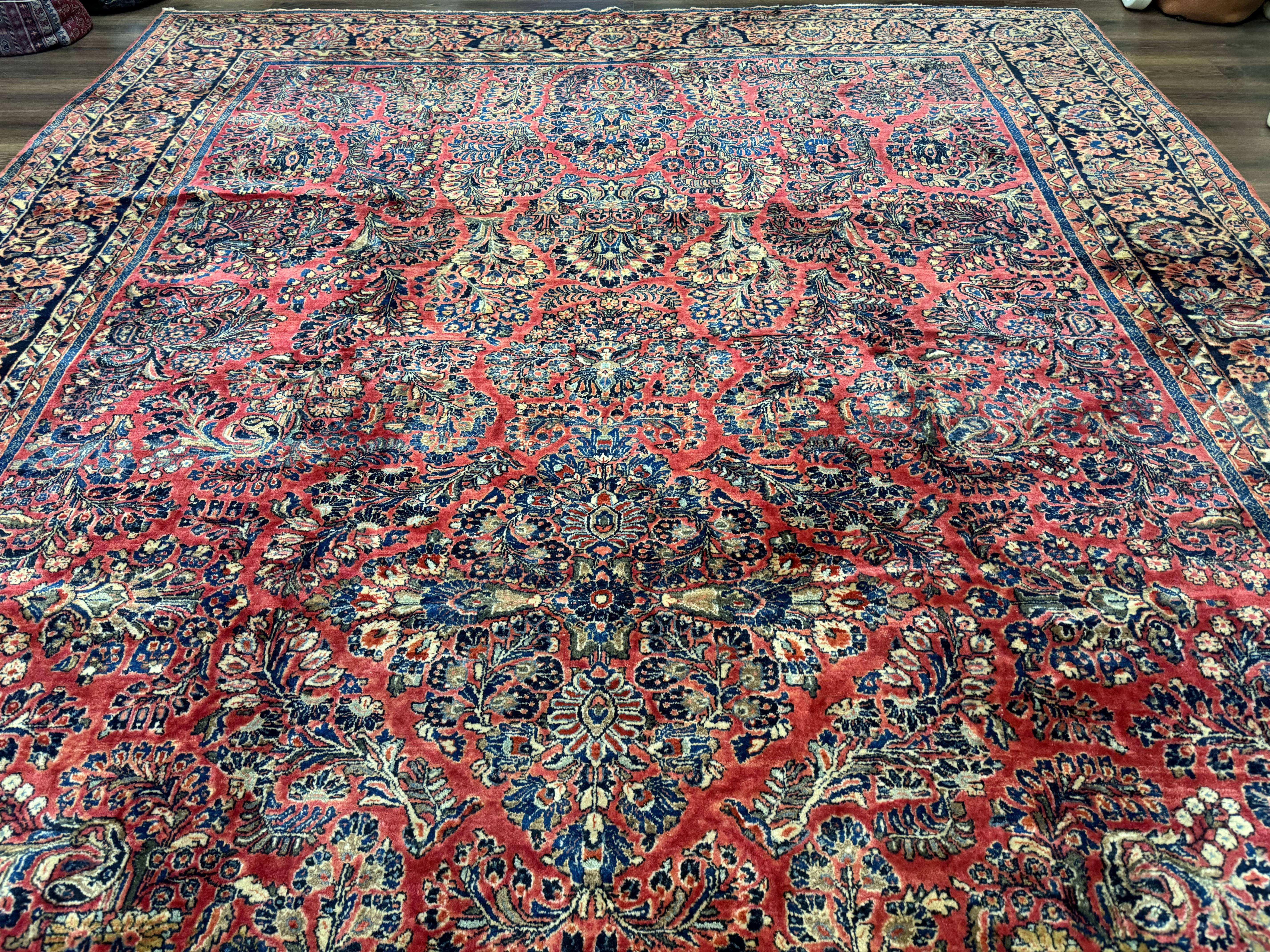 Palace Size Persian Sarouk Rug 10x16, Rare Size, Red, Large Antique Persian Carpet - Jewel Rugs