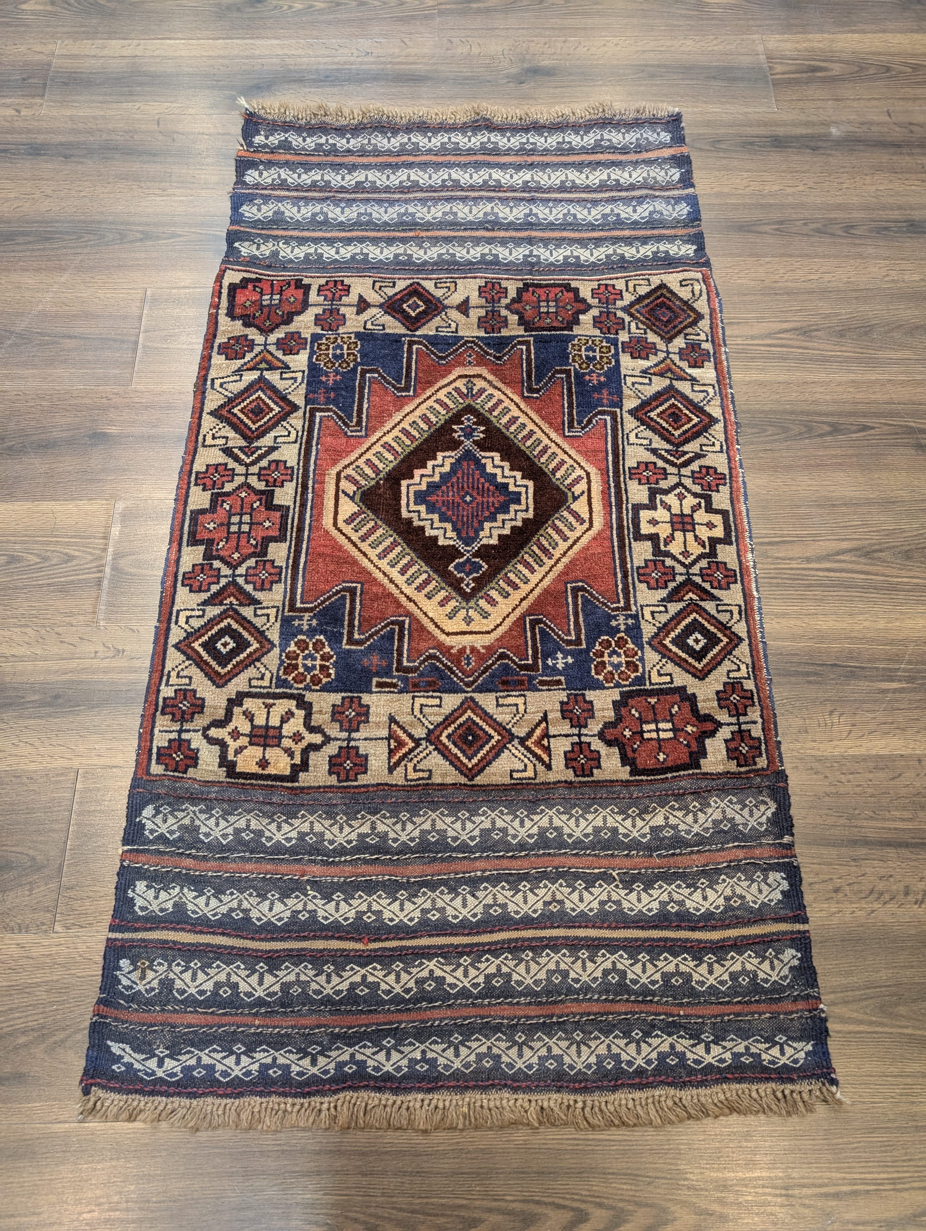 Persian Baluch Rug 3x5, Tribal Wool Rug, Geometric Medallion - Jewel Rugs