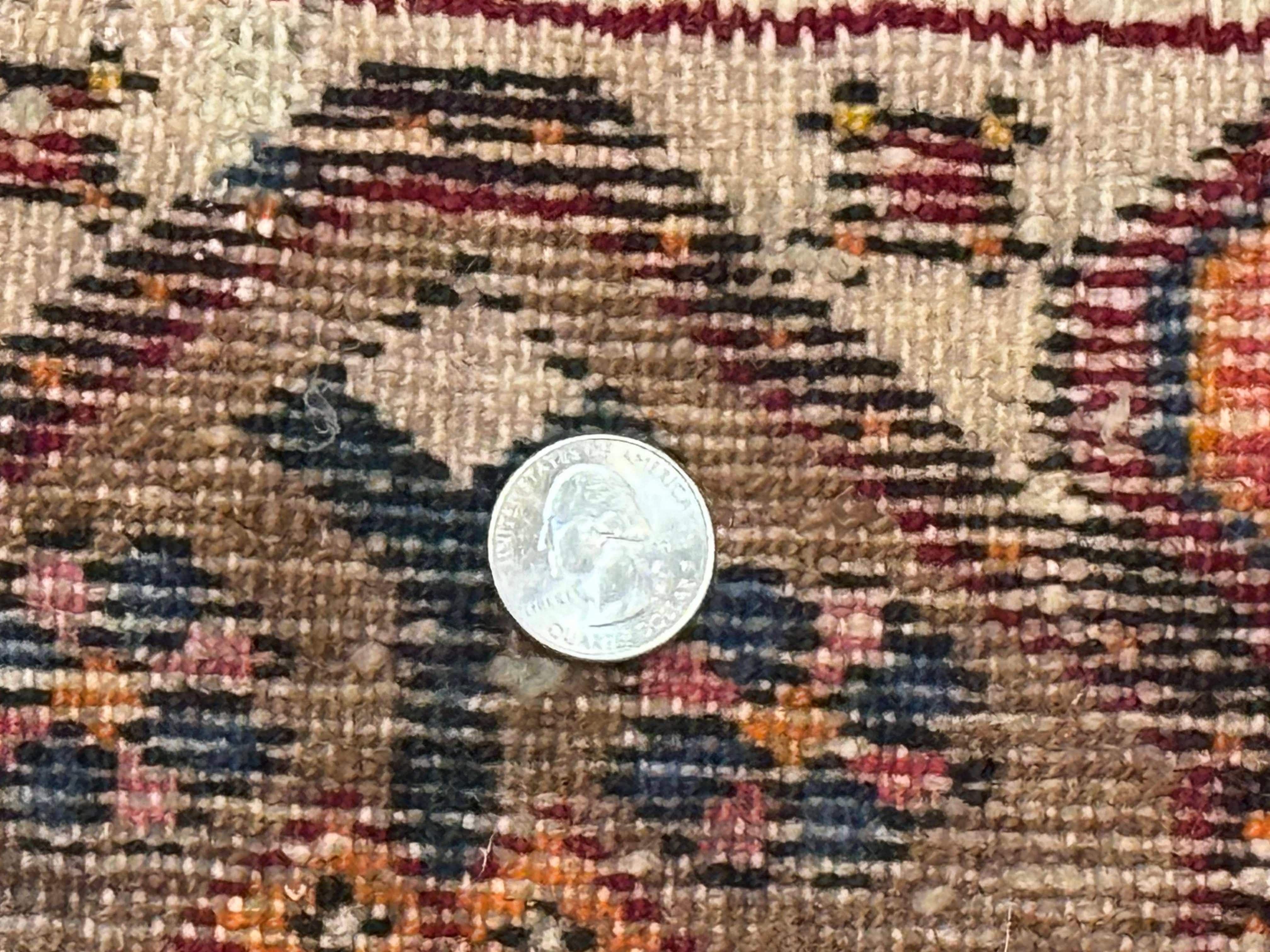 Small Persian Rug 3x4 – Ivory and Red Hand-Knotted Wool Vintage Malayer Hamadan Rug - Jewel Rugs